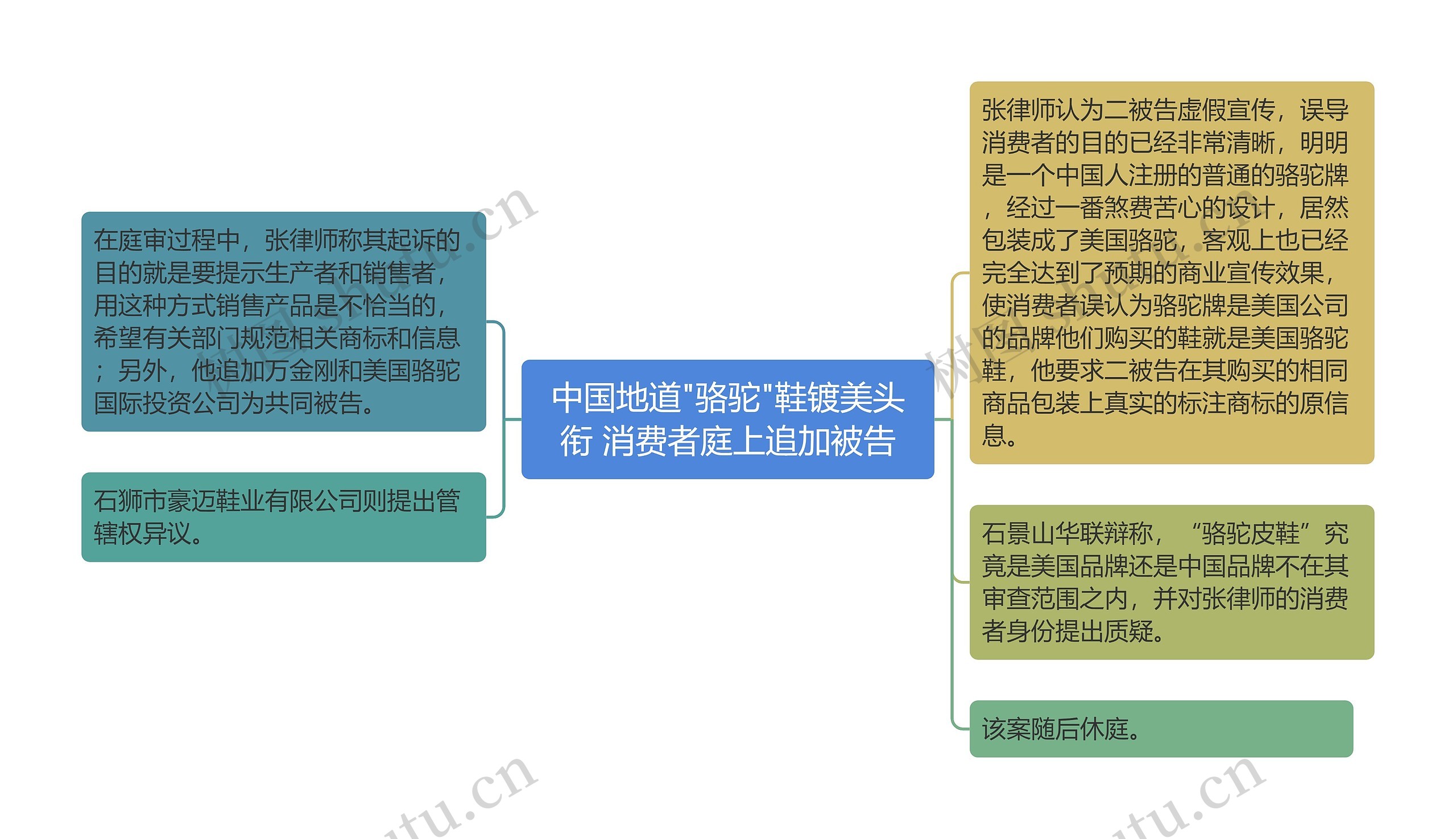 中国地道"骆驼"鞋镀美头衔 消费者庭上追加被告思维导图