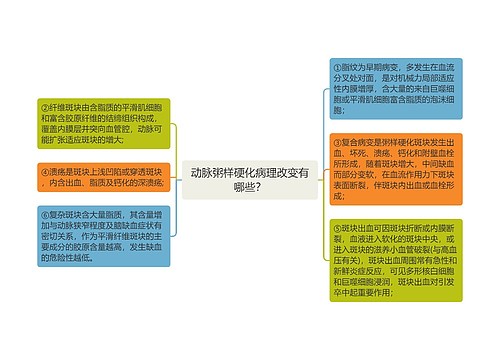 动脉粥样硬化病理改变有哪些？