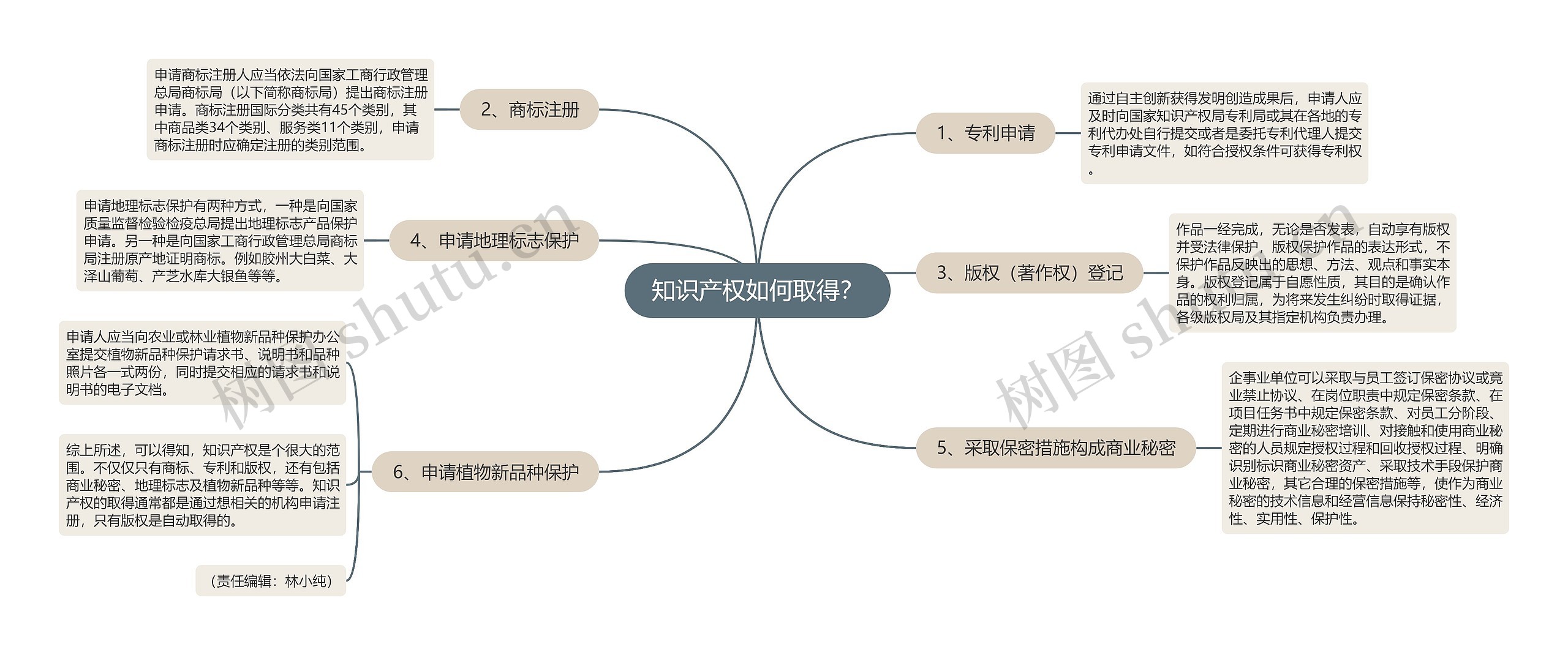 知识产权如何取得？思维导图