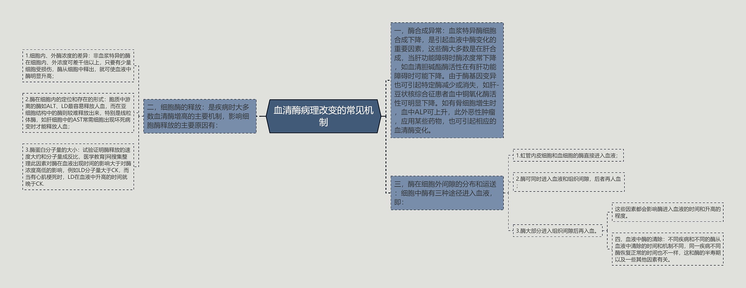 血清酶病理改变的常见机制思维导图