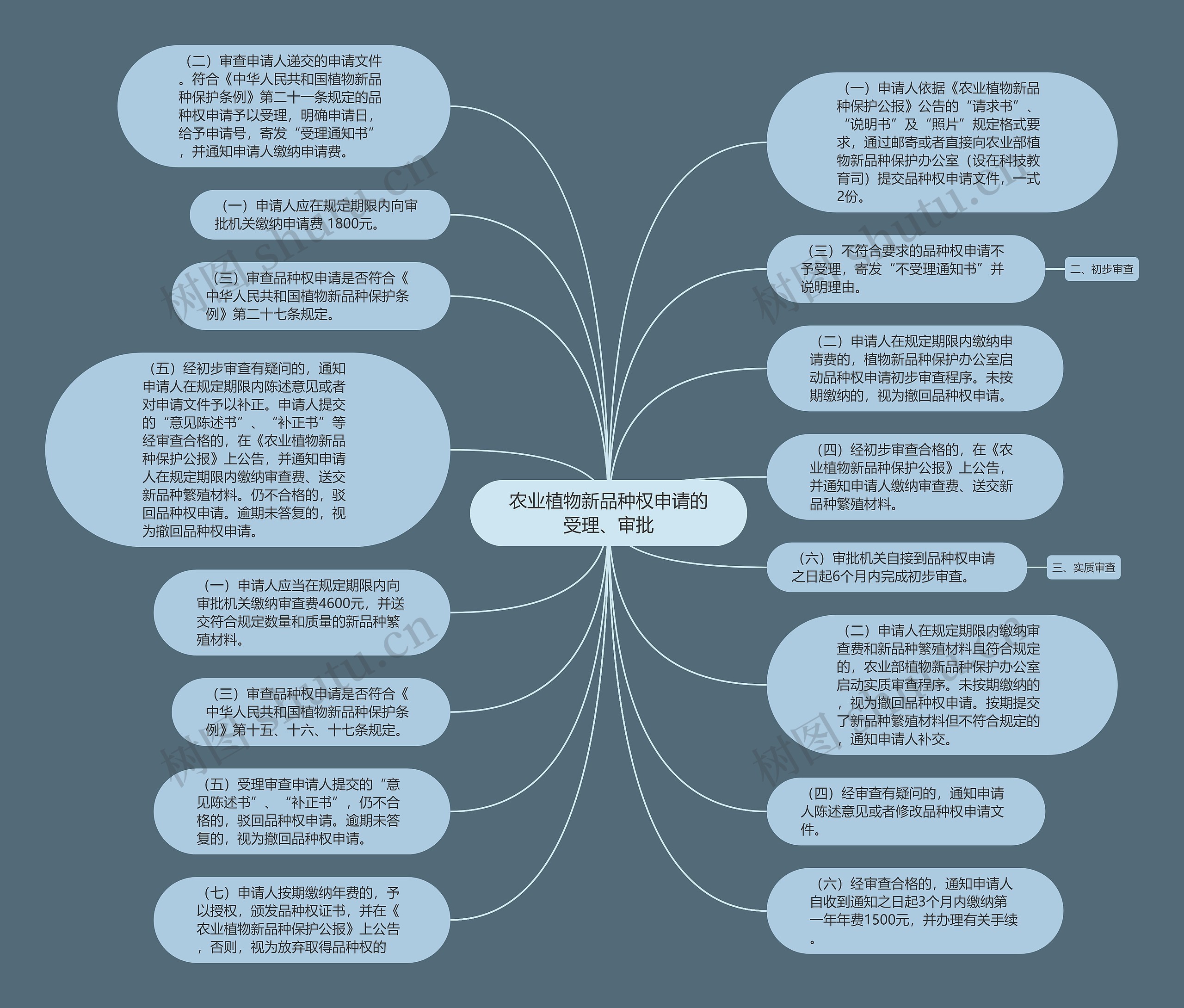 农业植物新品种权申请的受理、审批思维导图