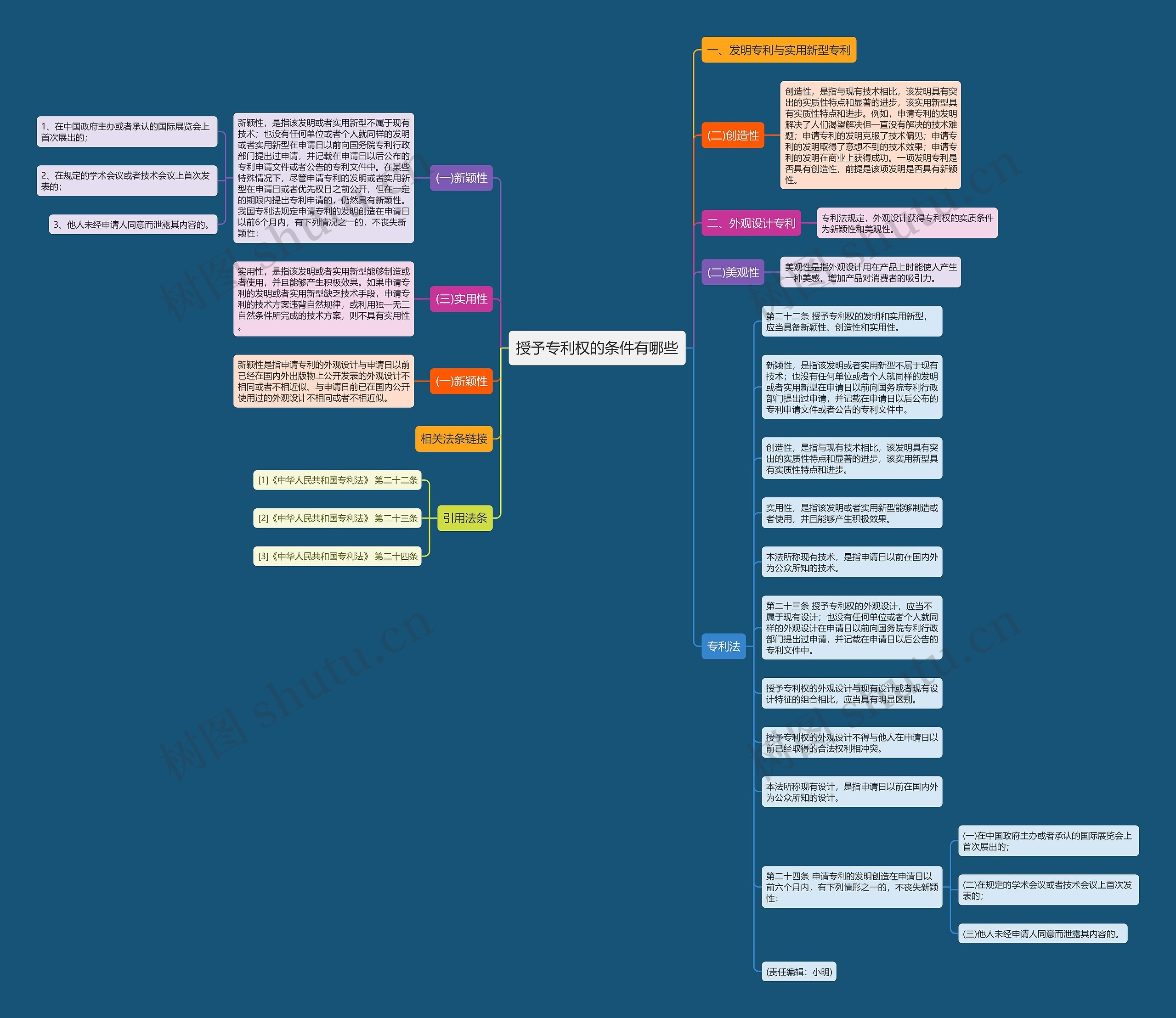 授予专利权的条件有哪些思维导图