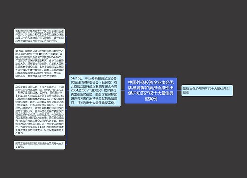 中国外商投资企业协会优质品牌保护委员会推选出保护知识产权十大最佳典型案例