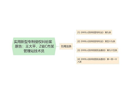 实用新型专利侵权纠纷案   原告：王大平，Z省C市某管理站技术员