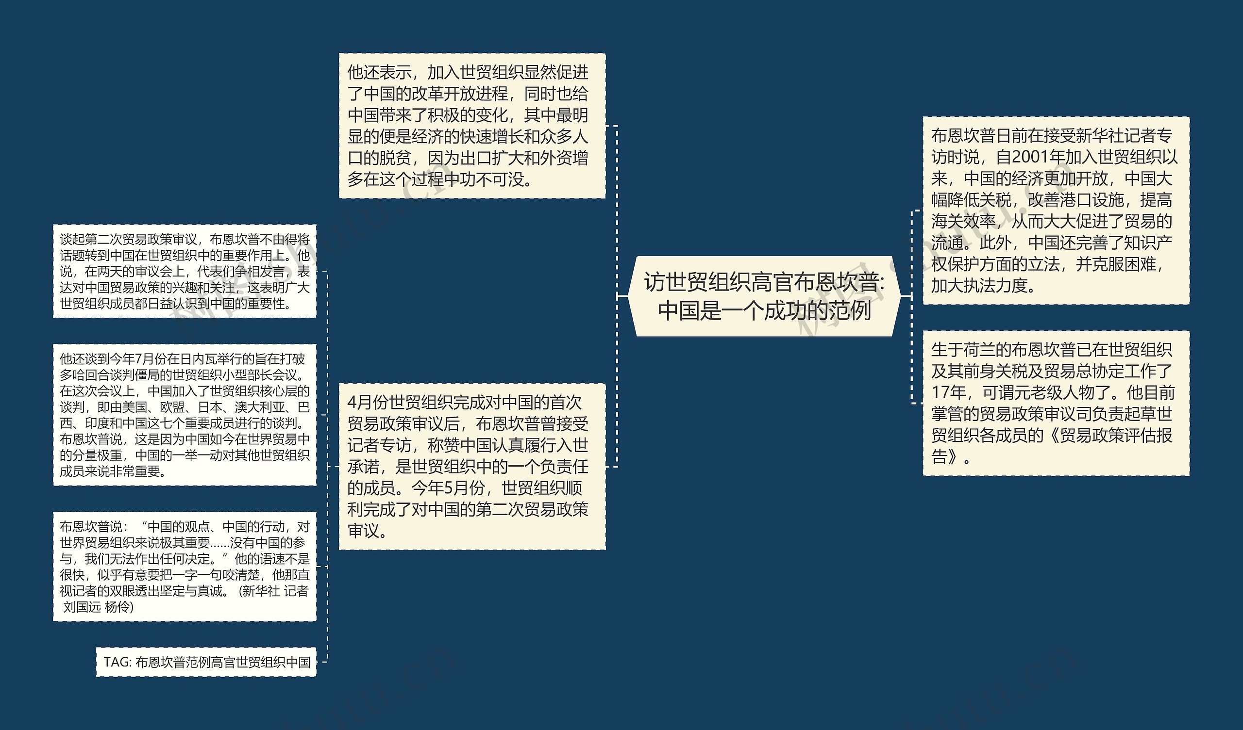 访世贸组织高官布恩坎普:中国是一个成功的范例思维导图