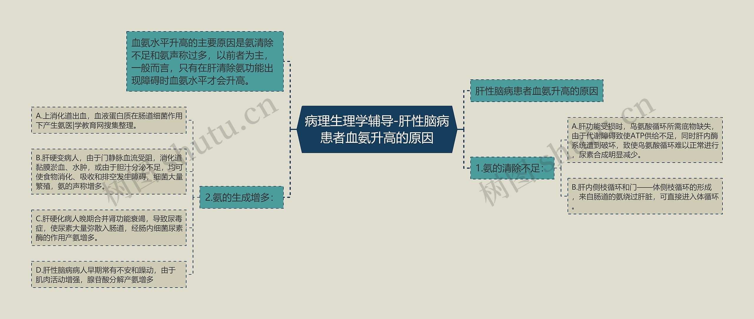 病理生理学辅导-肝性脑病患者血氨升高的原因