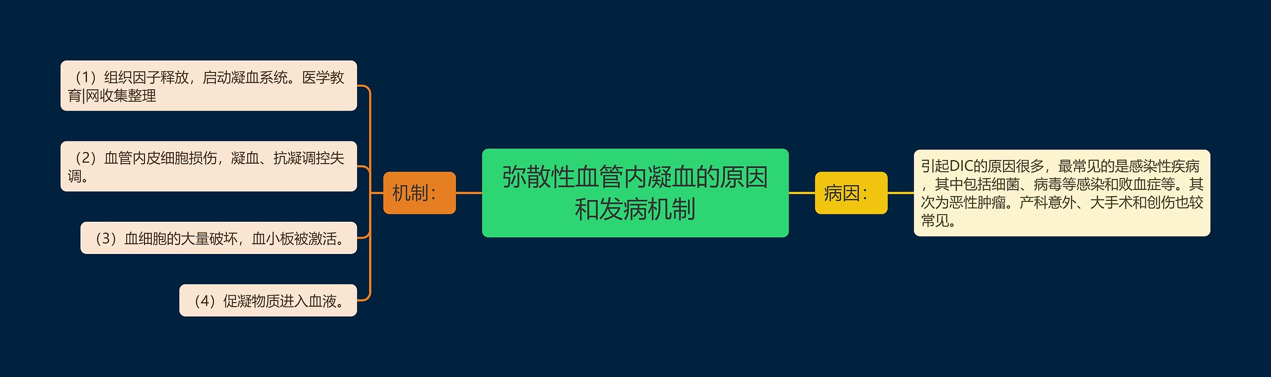 弥散性血管内凝血的原因和发病机制思维导图