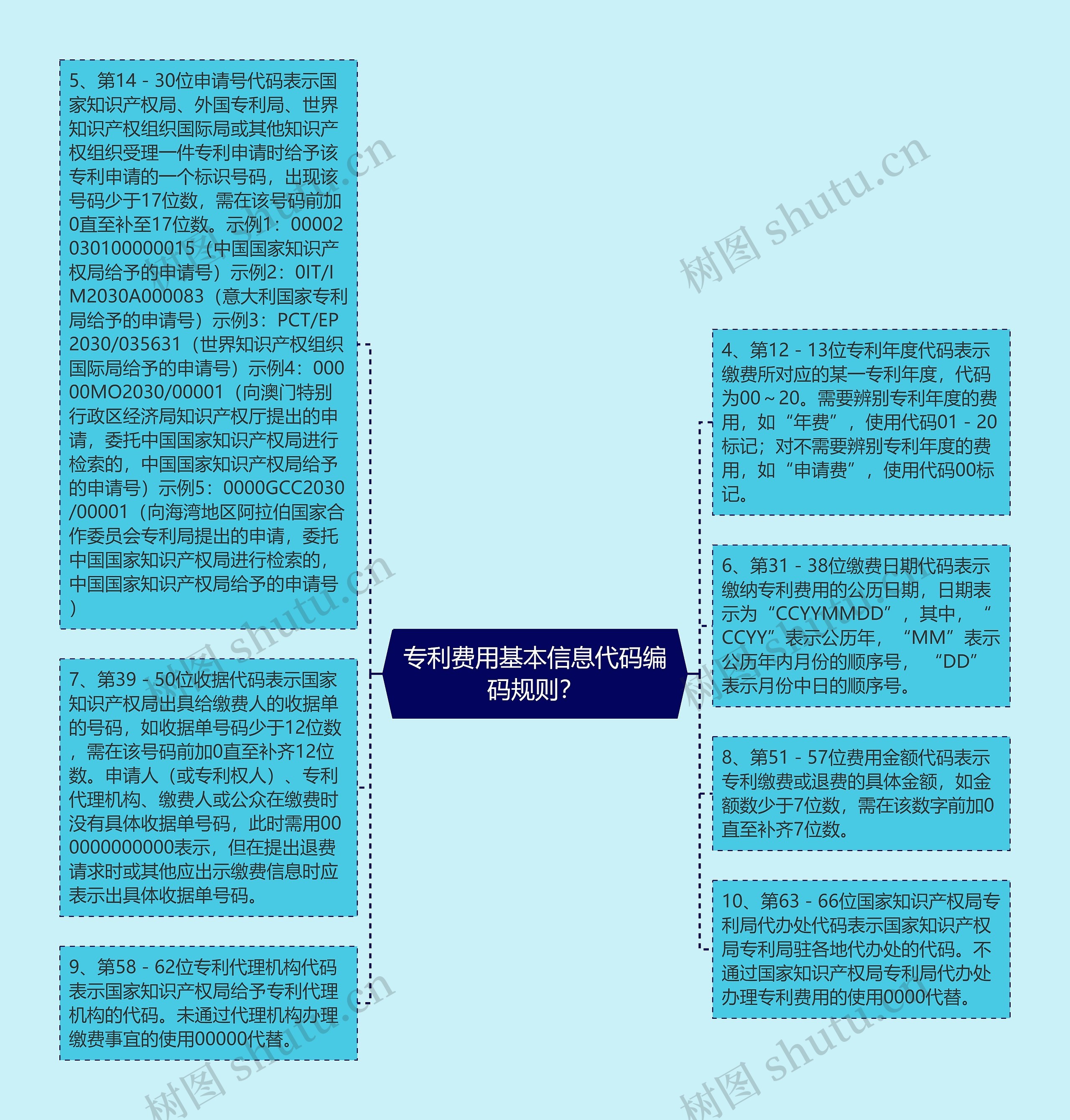 专利费用基本信息代码编码规则？思维导图