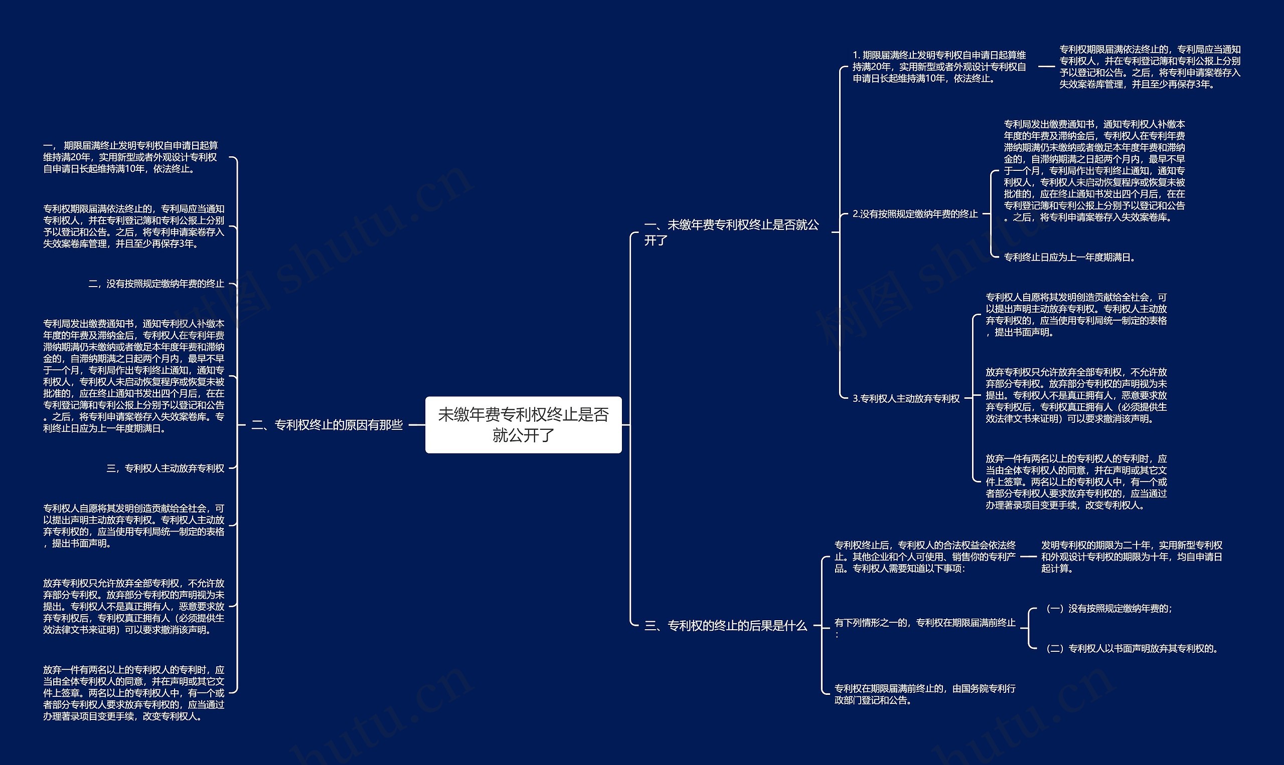 未缴年费专利权终止是否就公开了思维导图