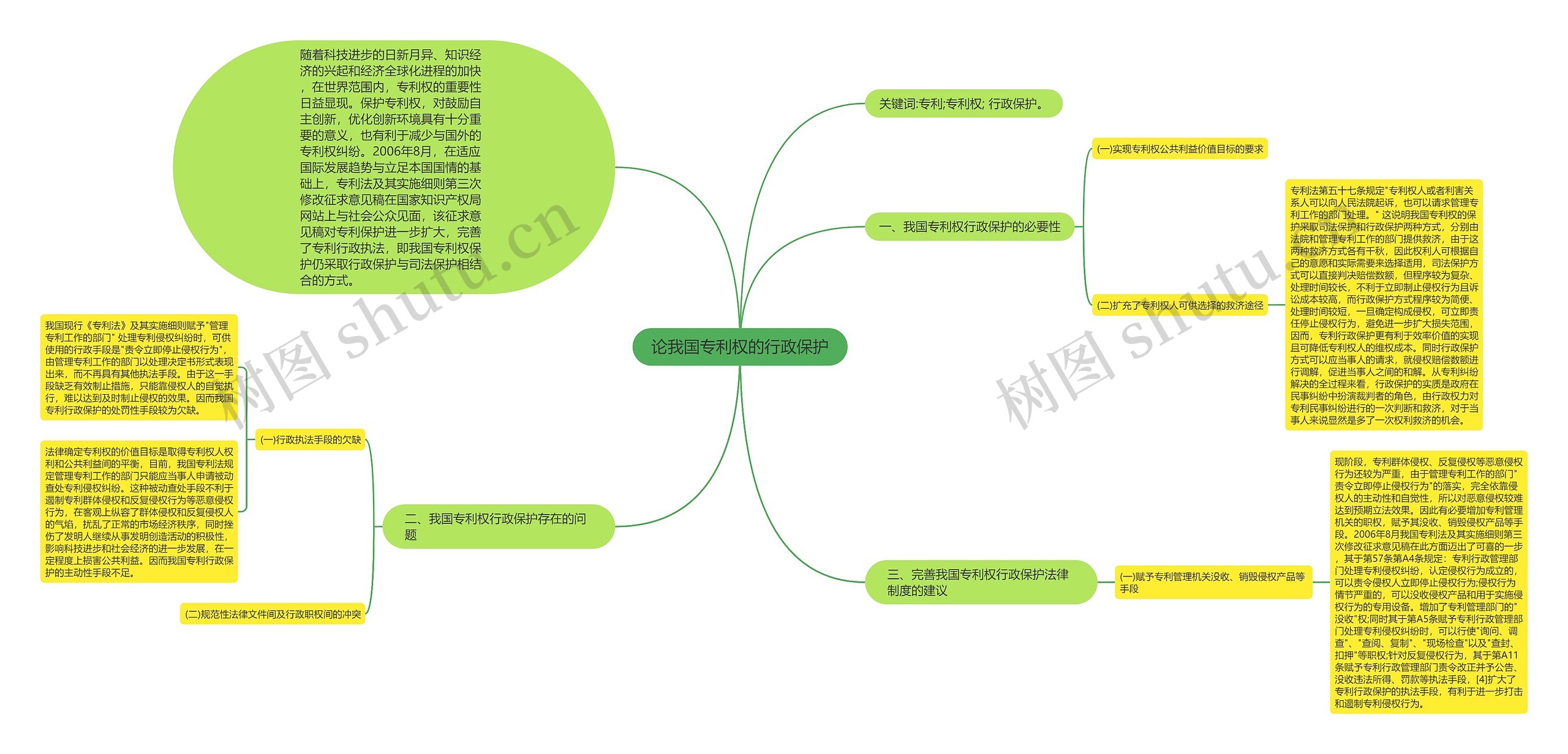 论我国专利权的行政保护思维导图