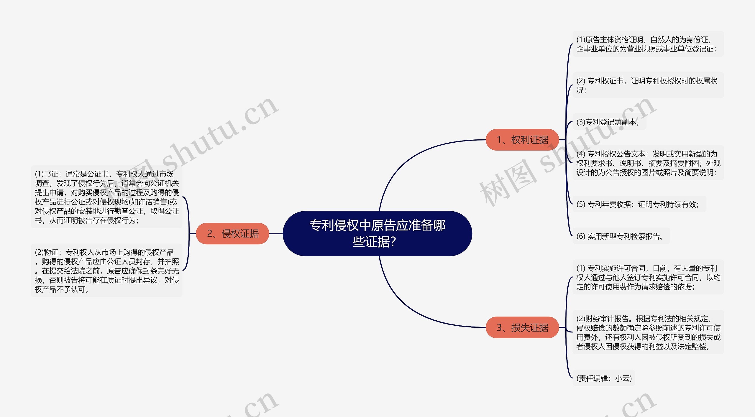 专利侵权中原告应准备哪些证据？思维导图