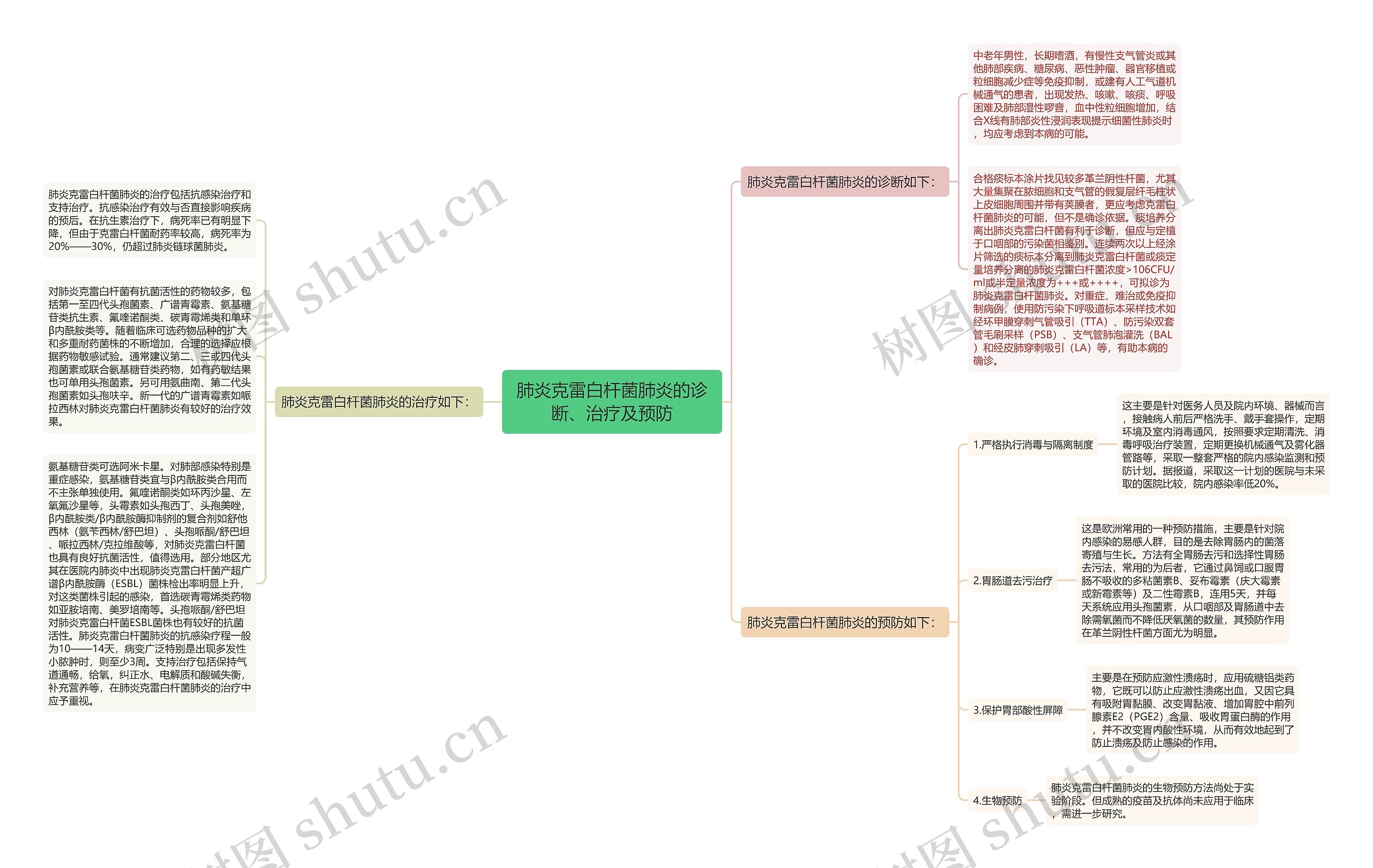 肺炎克雷白杆菌肺炎的诊断、治疗及预防思维导图