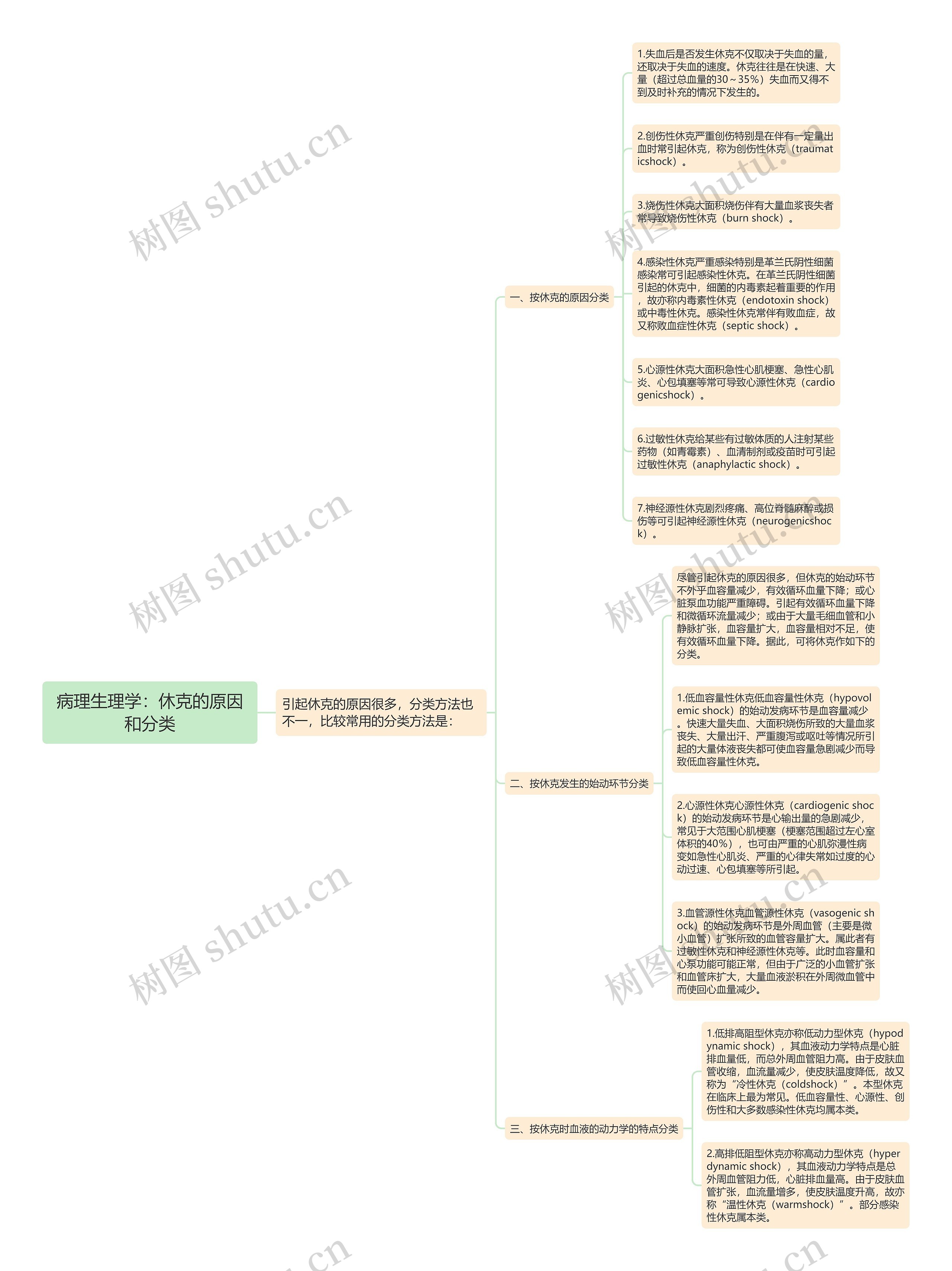 病理生理学：休克的原因和分类思维导图