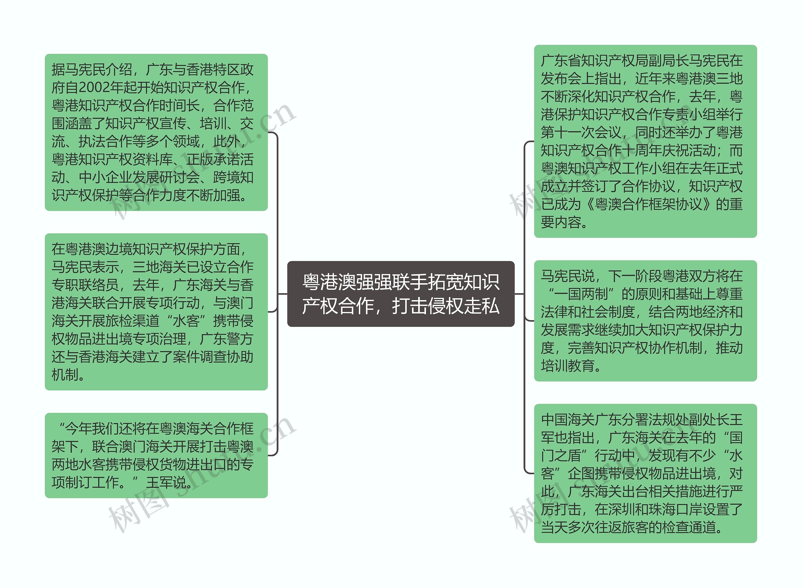 粤港澳强强联手拓宽知识产权合作，打击侵权走私思维导图