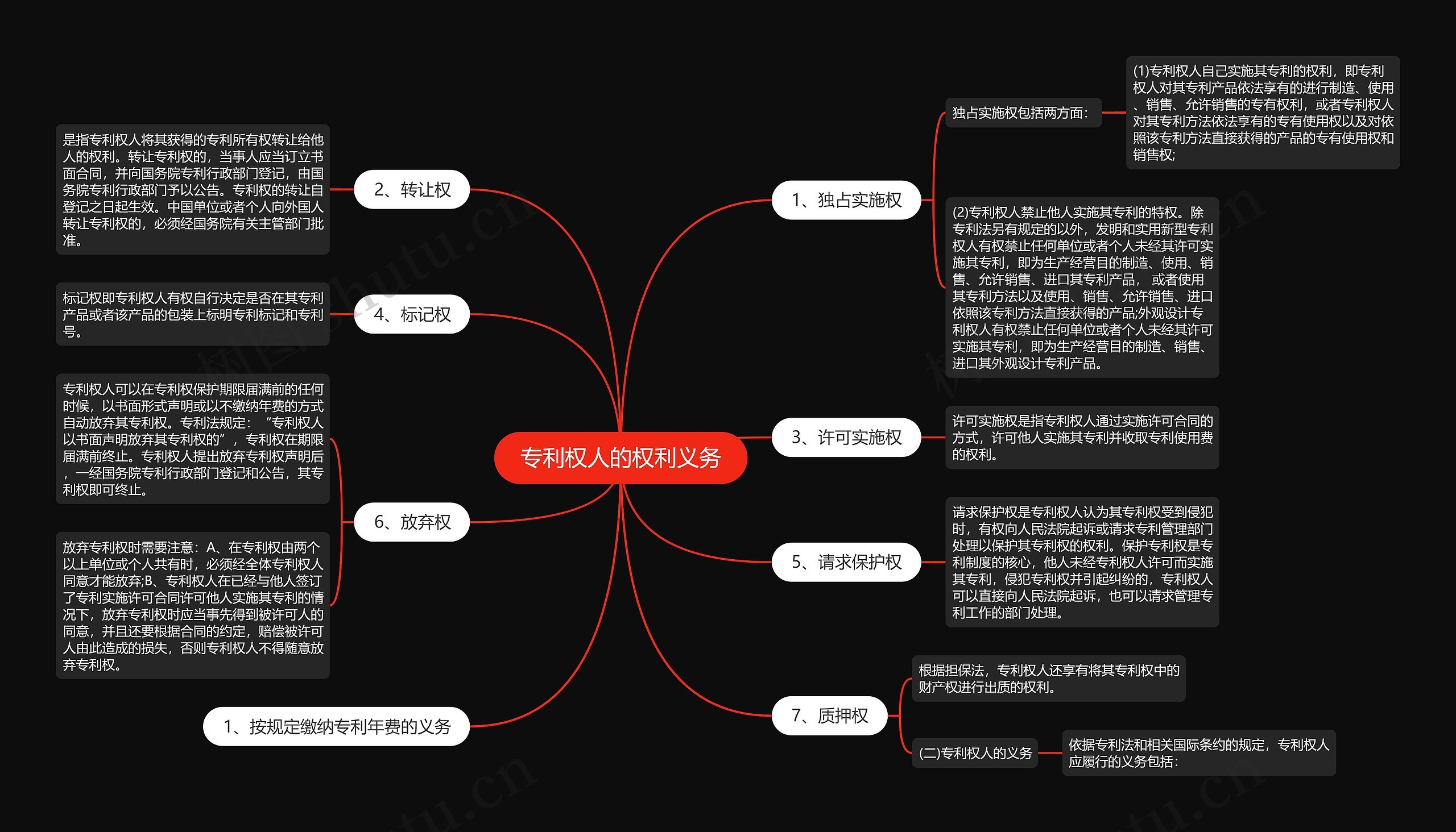 专利权人的权利义务思维导图