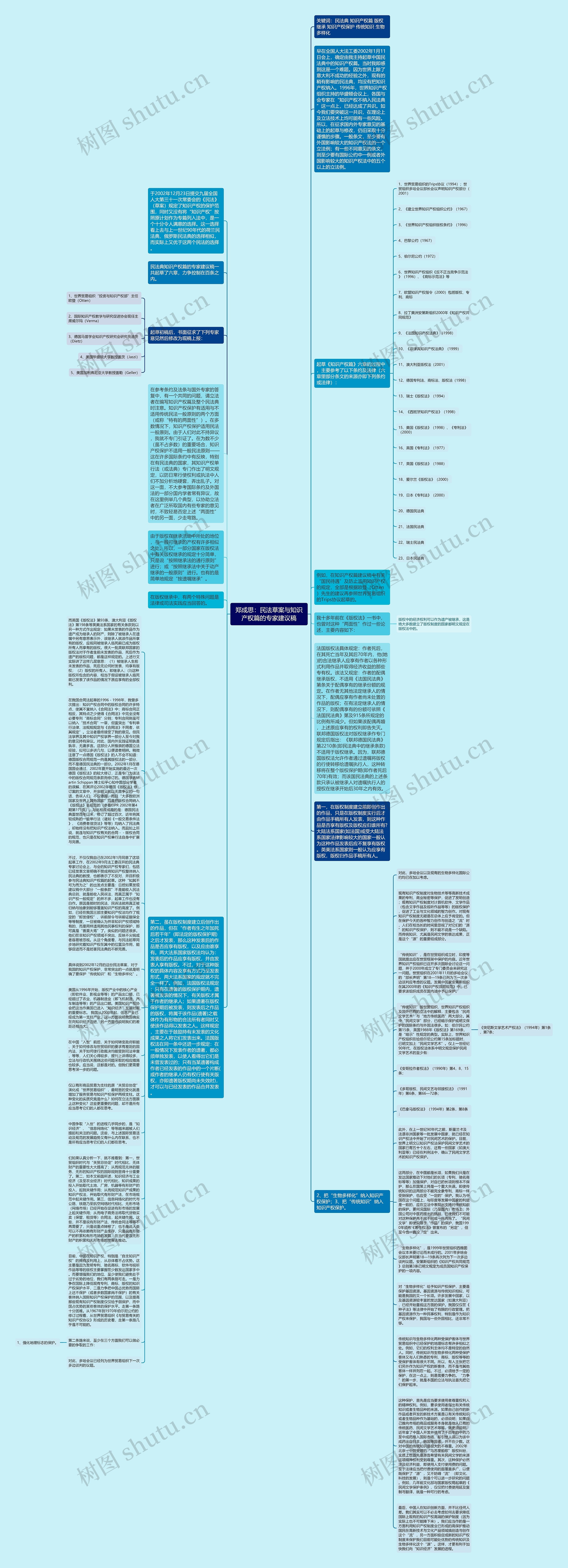 郑成思：民法草案与知识产权篇的专家建议稿思维导图