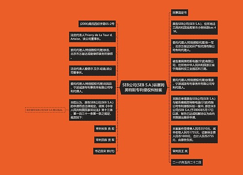 SEB公司(SEB S.A.)诉赛姆英特斯专利侵权纠纷案