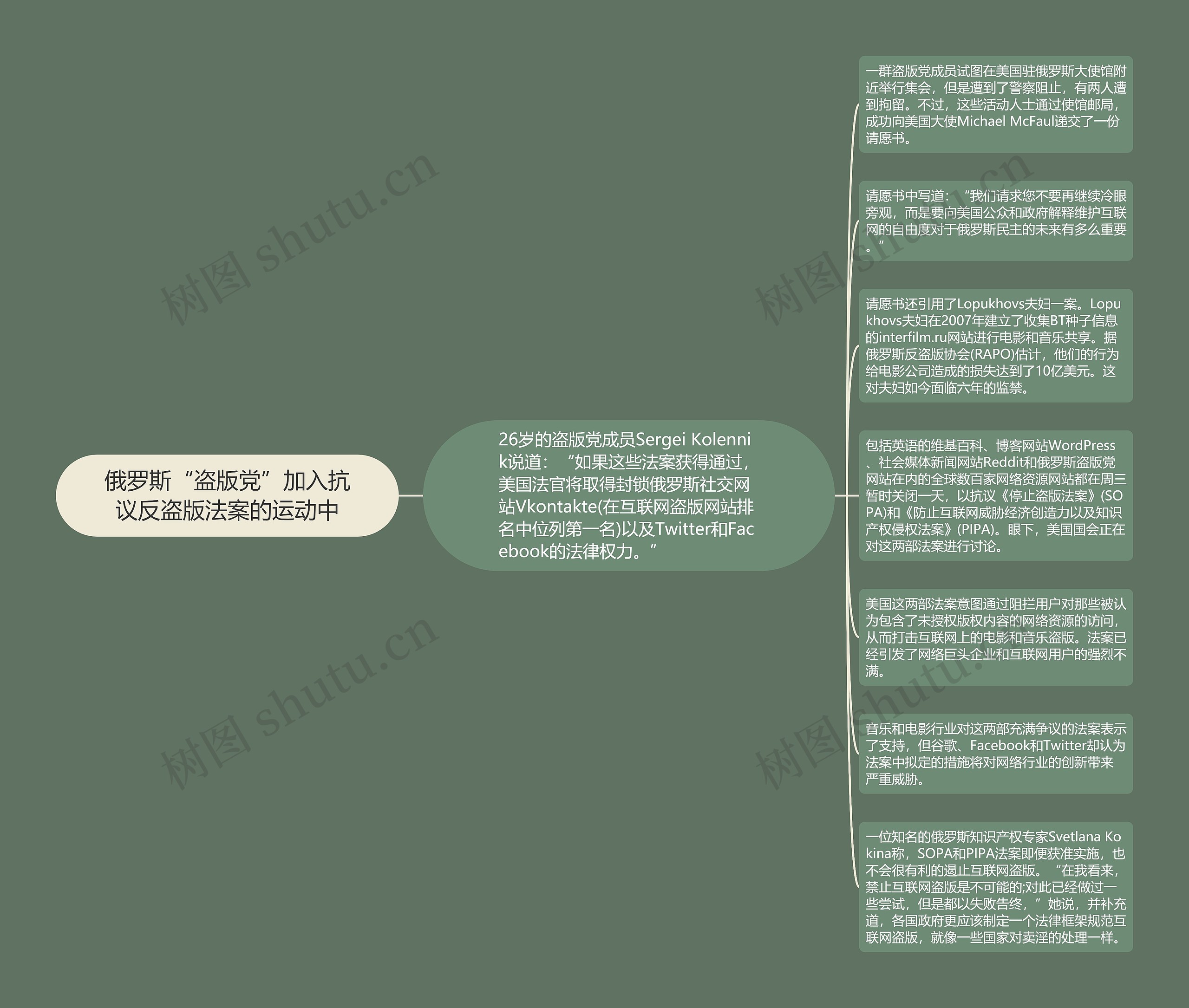 俄罗斯“盗版党”加入抗议反盗版法案的运动中思维导图