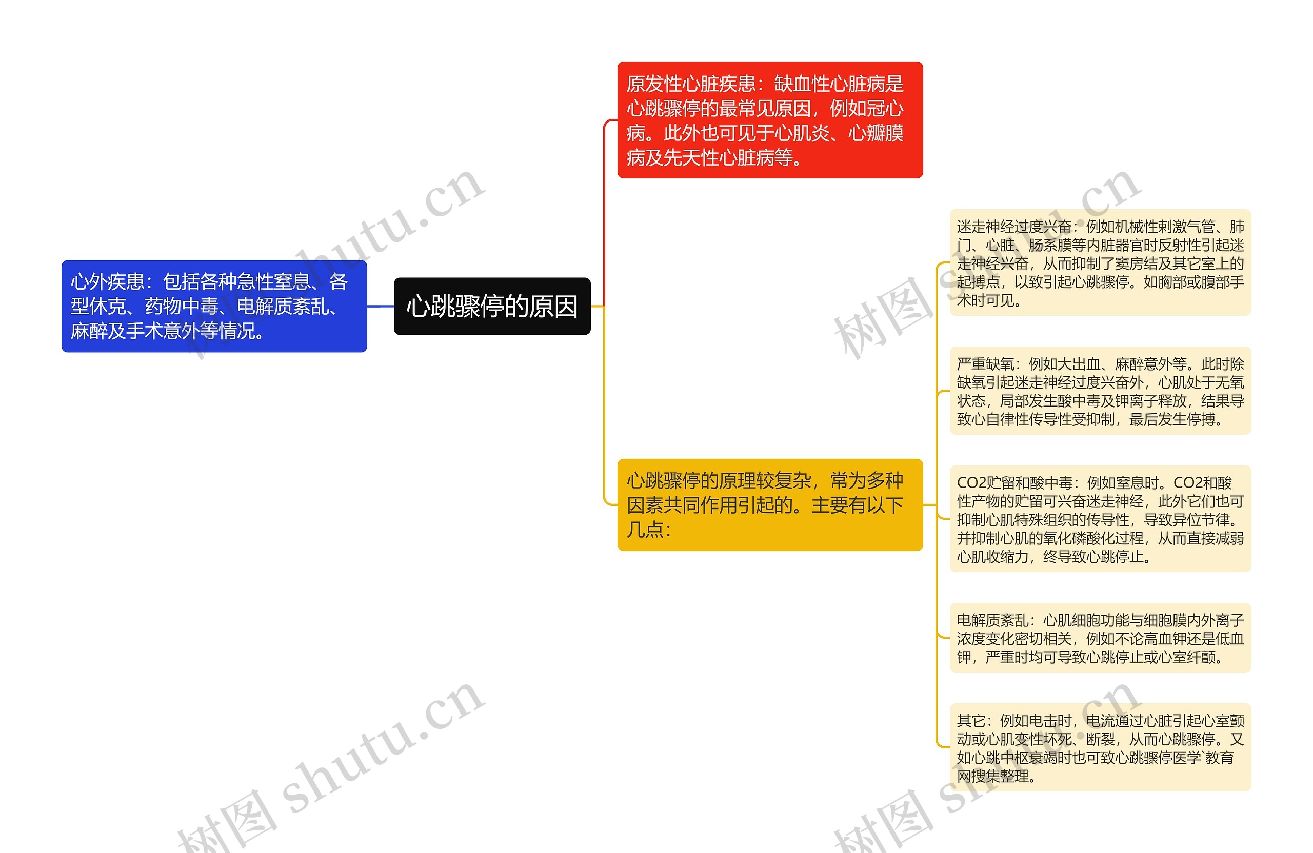 心跳骤停的原因思维导图