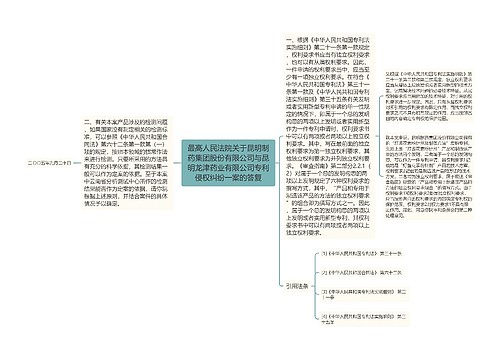 最高人民法院关于昆明制药集团股份有限公司与昆明龙津药业有限公司专利侵权纠纷一案的答复 最高人民法院关于昆明制药集团股份有限公司与昆明龙津药业有限公司专利侵权纠纷一案的答复
