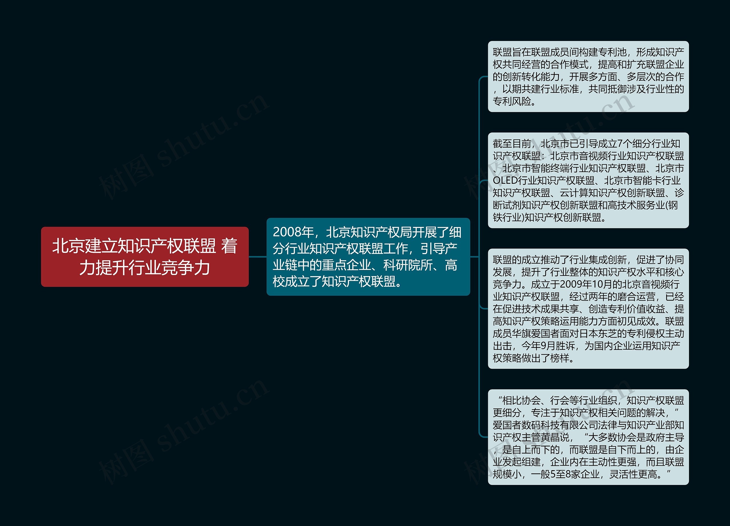 北京建立知识产权联盟 着力提升行业竞争力思维导图