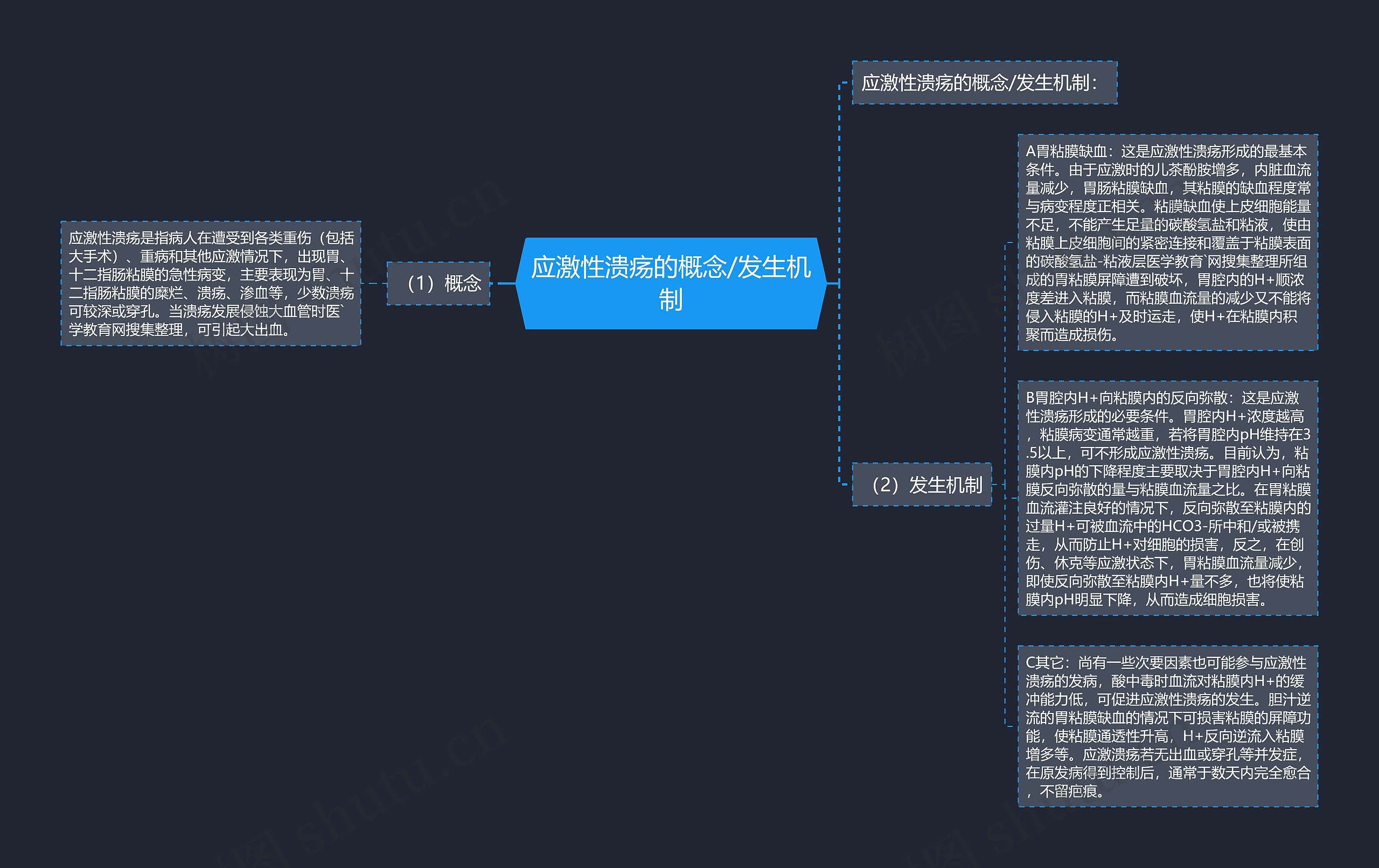 应激性溃疡的概念/发生机制思维导图