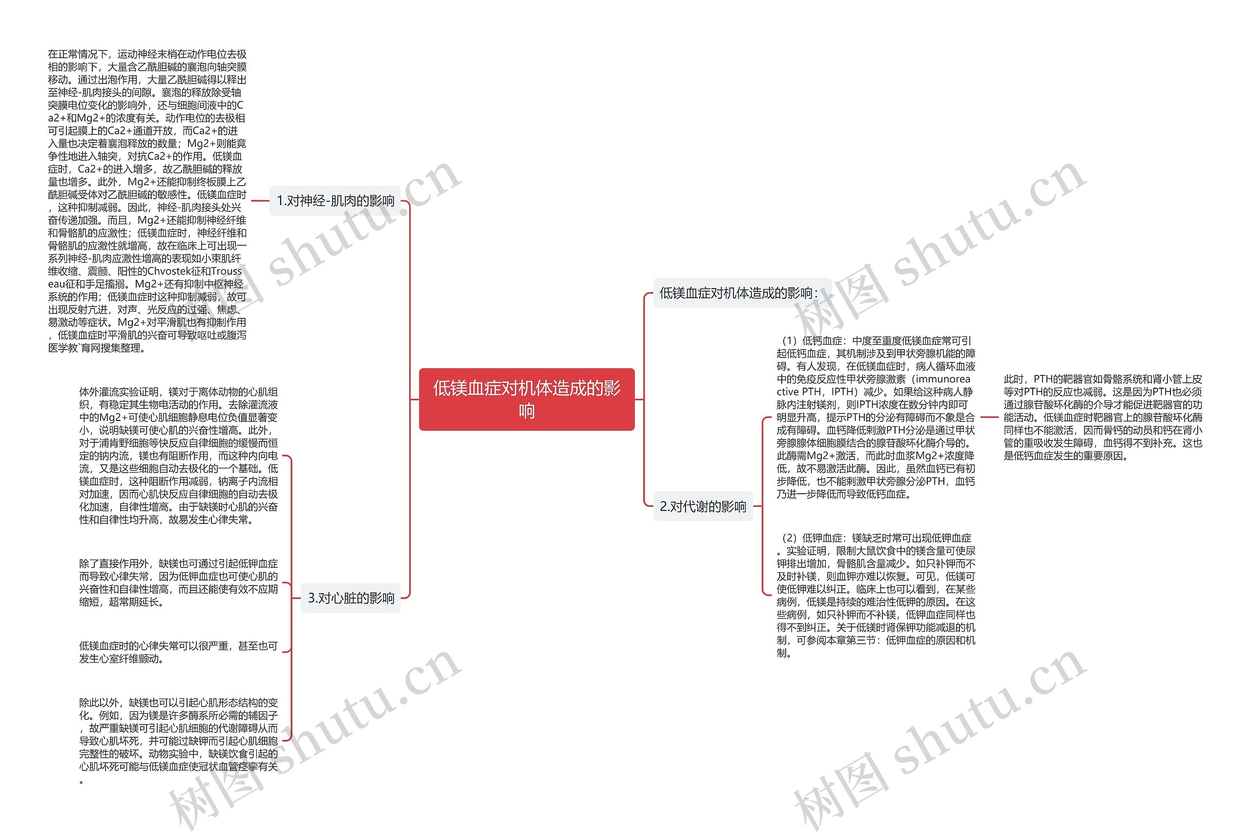 低镁血症对机体造成的影响思维导图