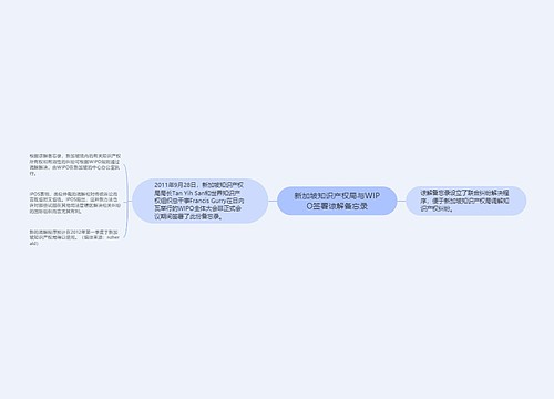 新加坡知识产权局与WIPO签署谅解备忘录