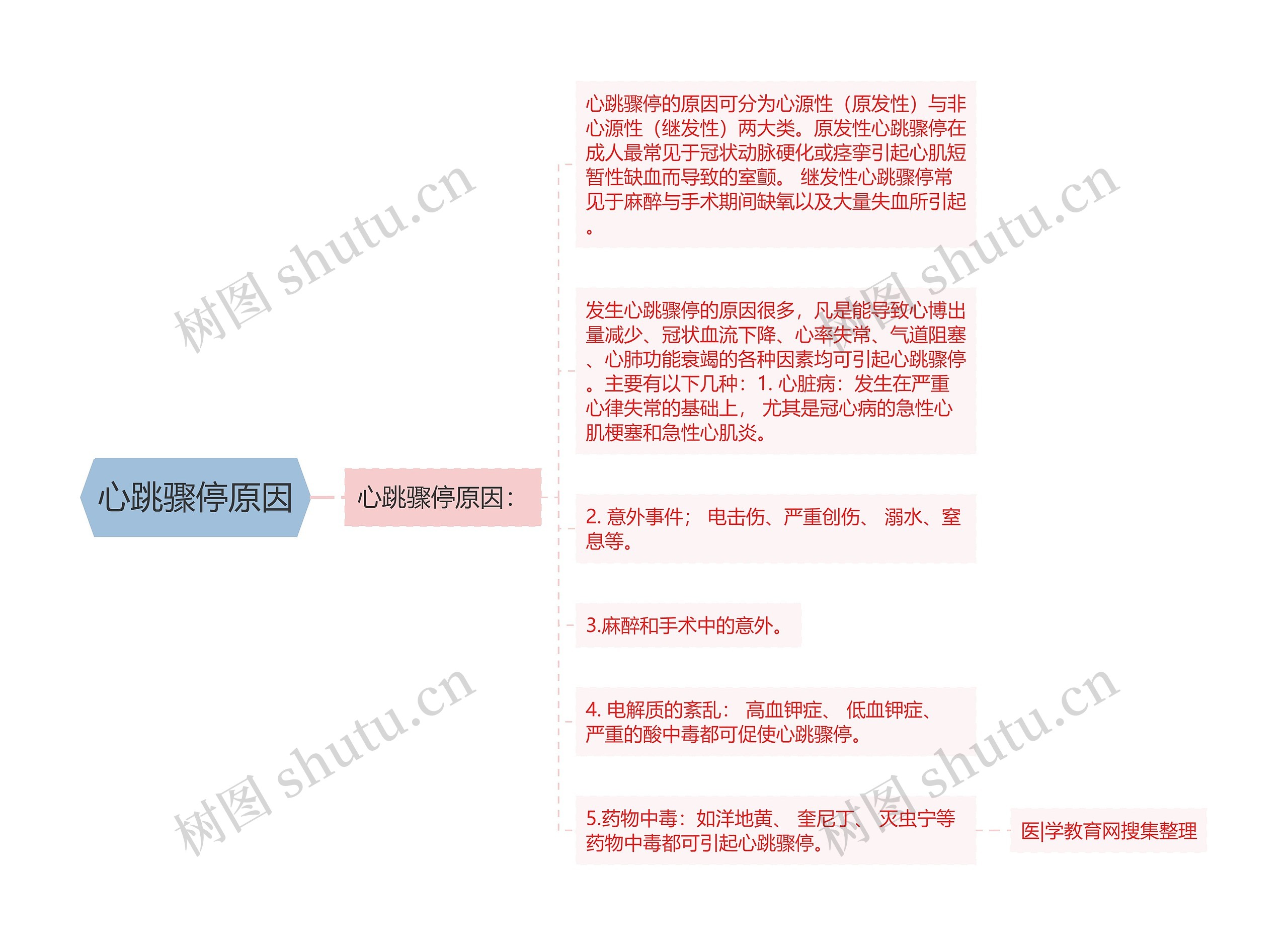 心跳骤停原因思维导图