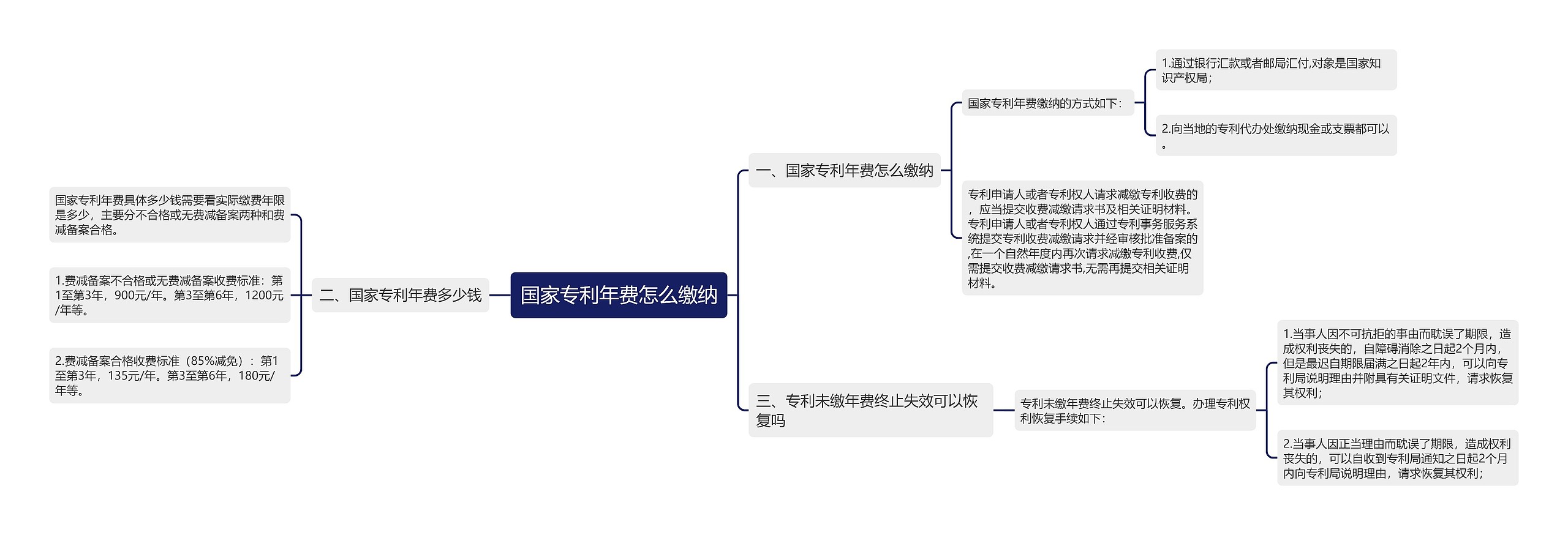 国家专利年费怎么缴纳思维导图