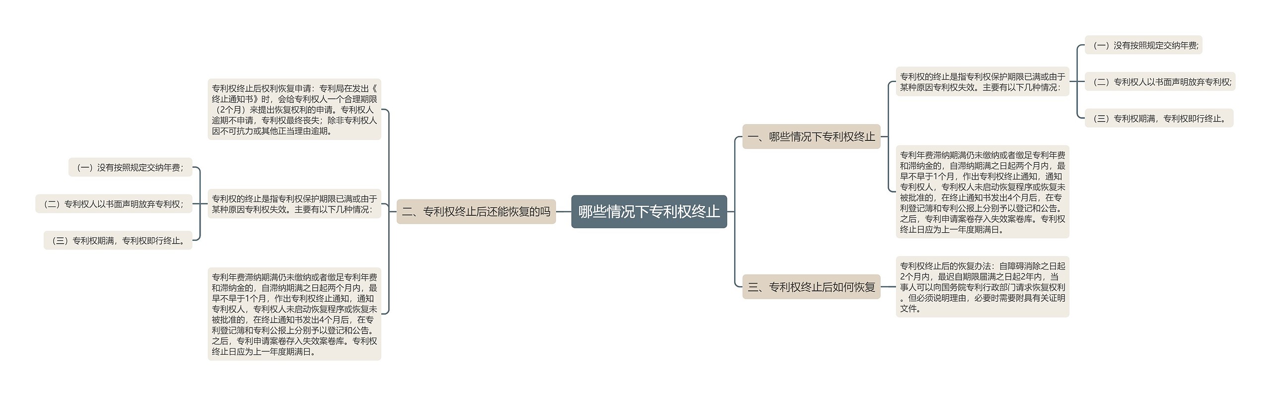 哪些情况下专利权终止思维导图