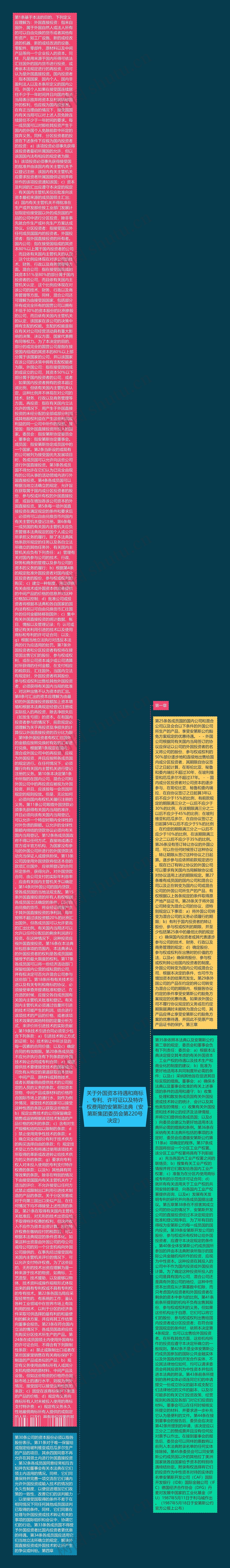 关于外国资本待遇和商标、专利、许可证以及特许权费用的安第斯法典（安第斯集团委员会第220号决定）思维导图