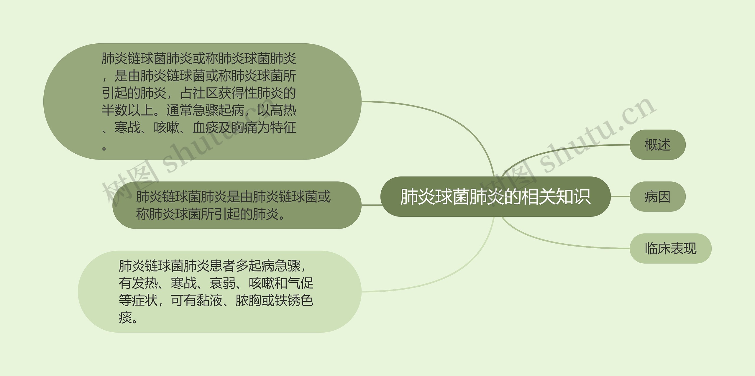 肺炎球菌肺炎的相关知识思维导图