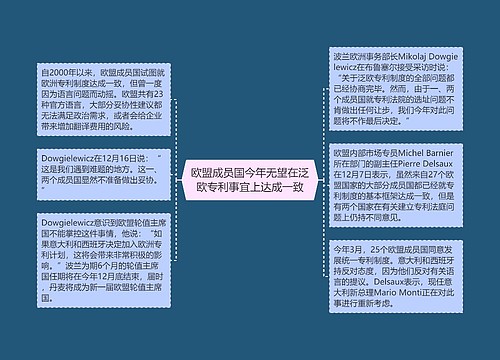 欧盟成员国今年无望在泛欧专利事宜上达成一致