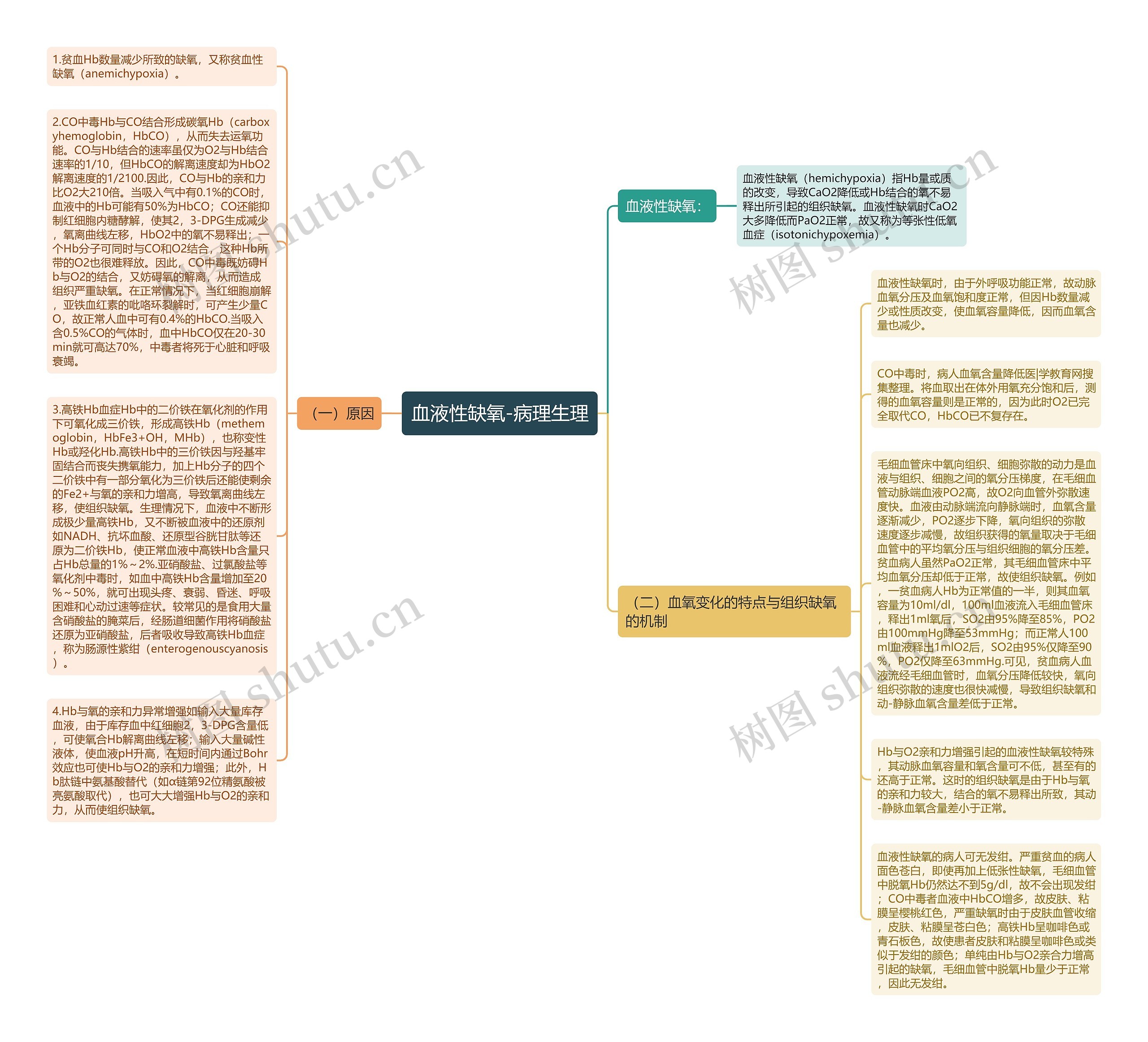 血液性缺氧-病理生理思维导图