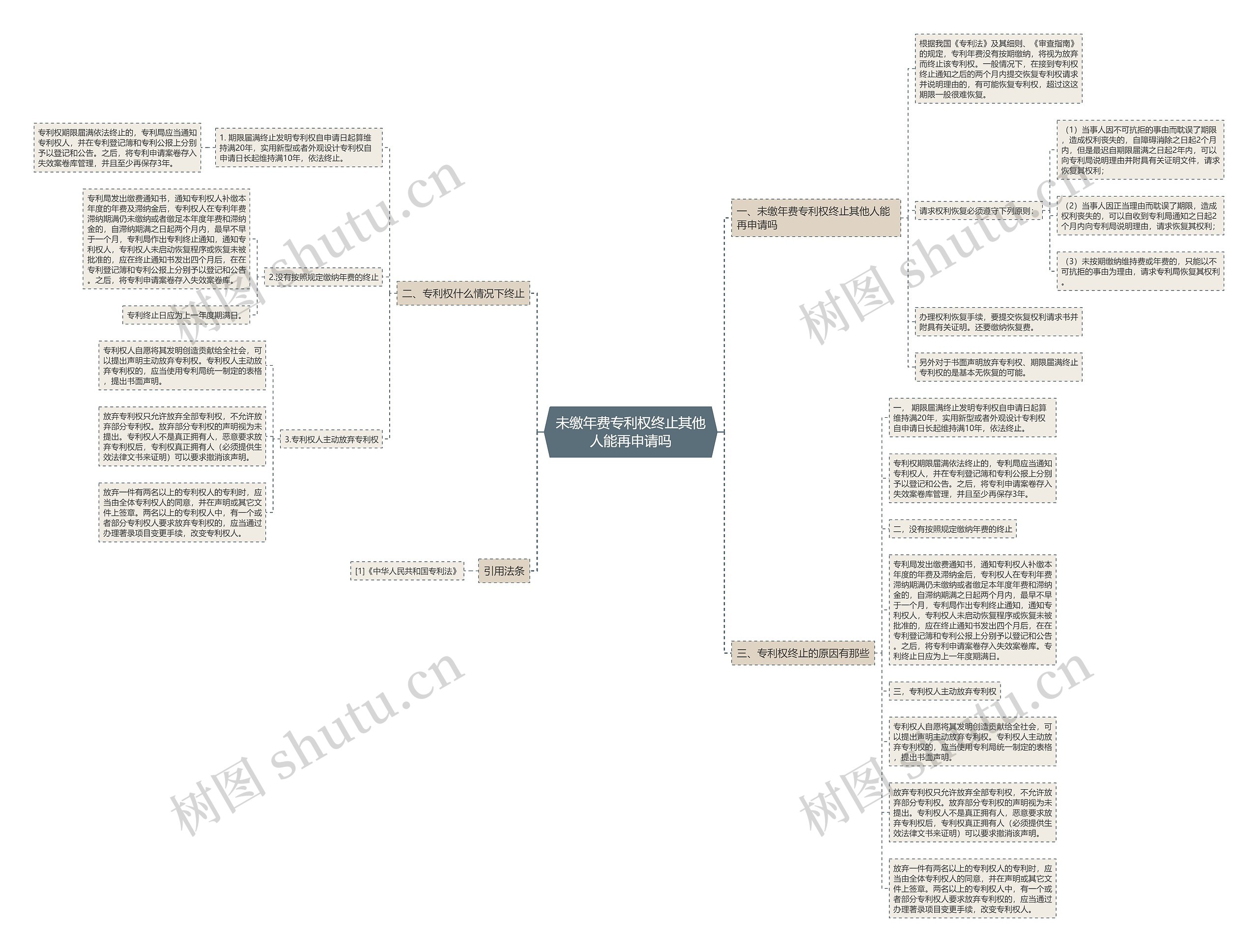 未缴年费专利权终止其他人能再申请吗思维导图