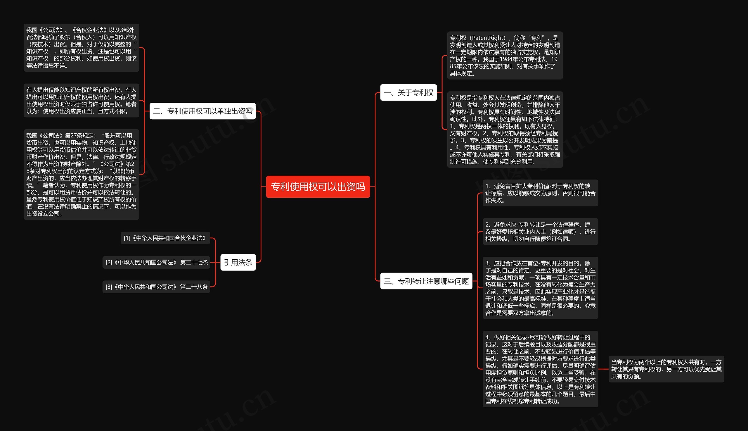 专利使用权可以出资吗思维导图