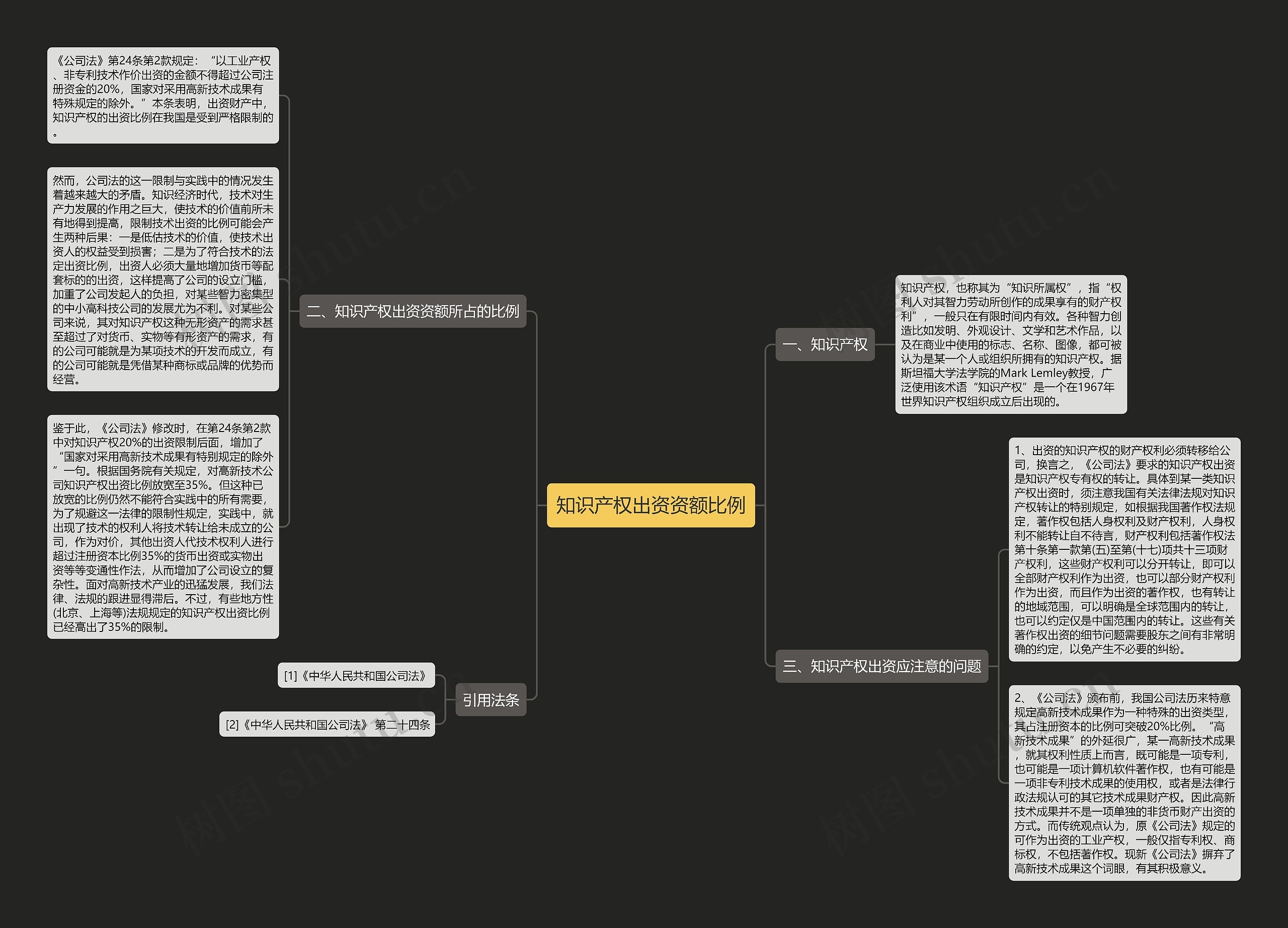 知识产权出资资额比例思维导图