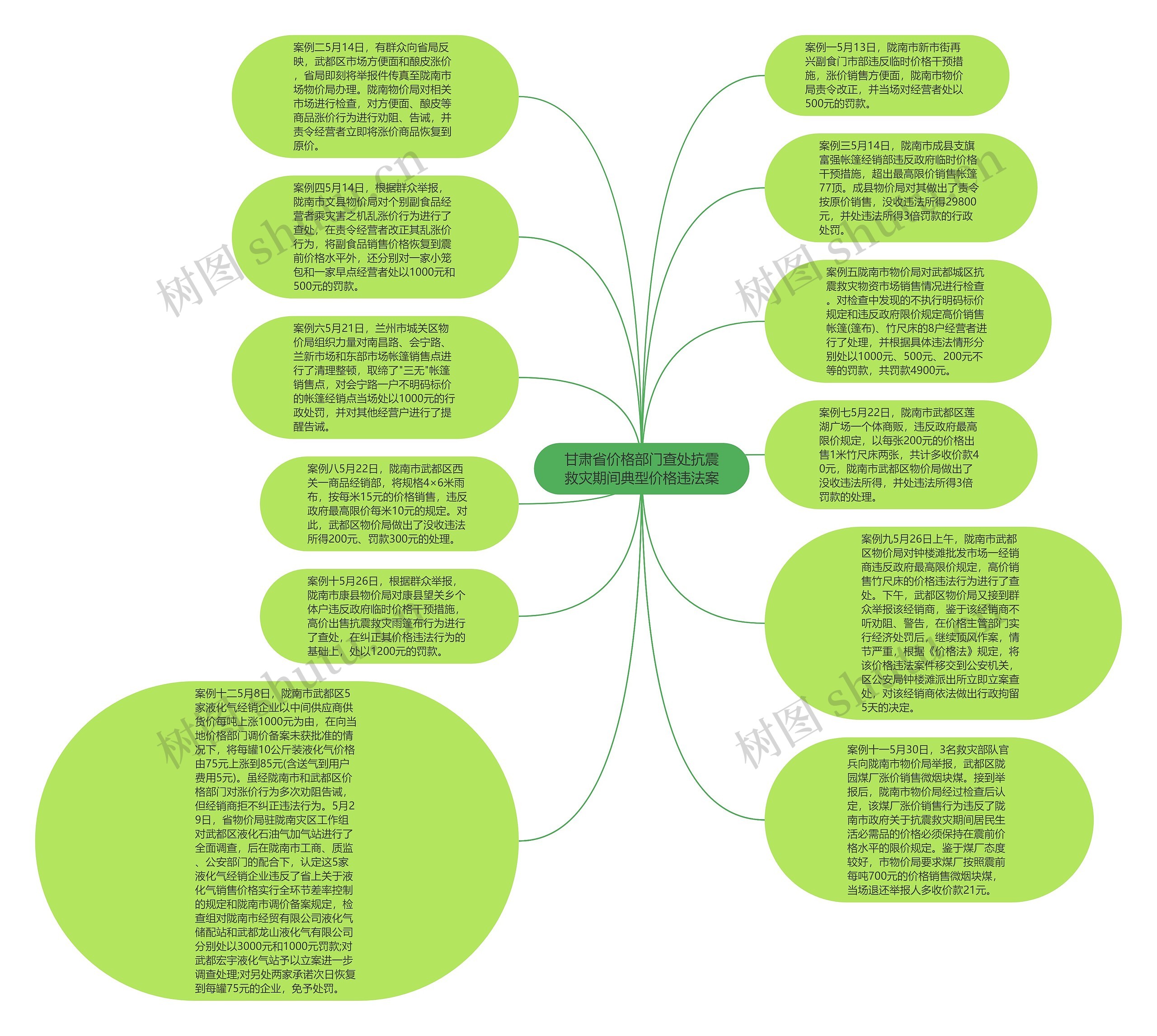 甘肃省价格部门查处抗震救灾期间典型价格违法案思维导图