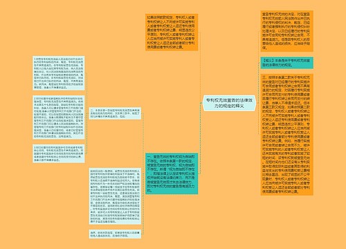 专利权无效宣告的法律效力的规定的释义