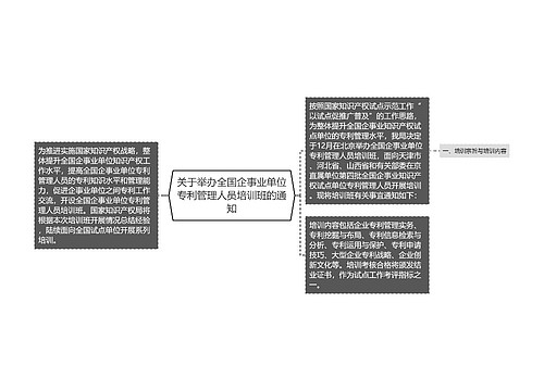 关于举办全国企事业单位专利管理人员培训班的通知