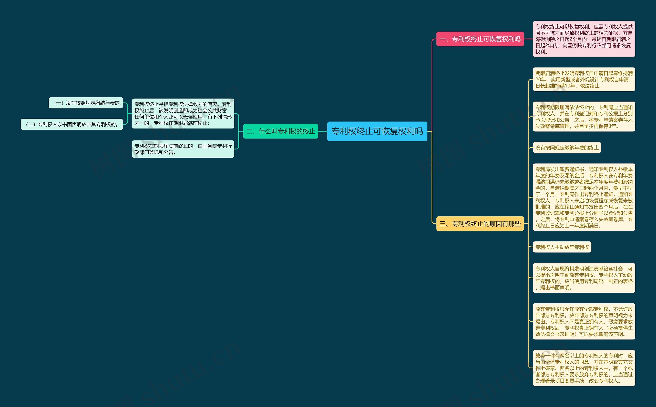 专利权终止可恢复权利吗思维导图