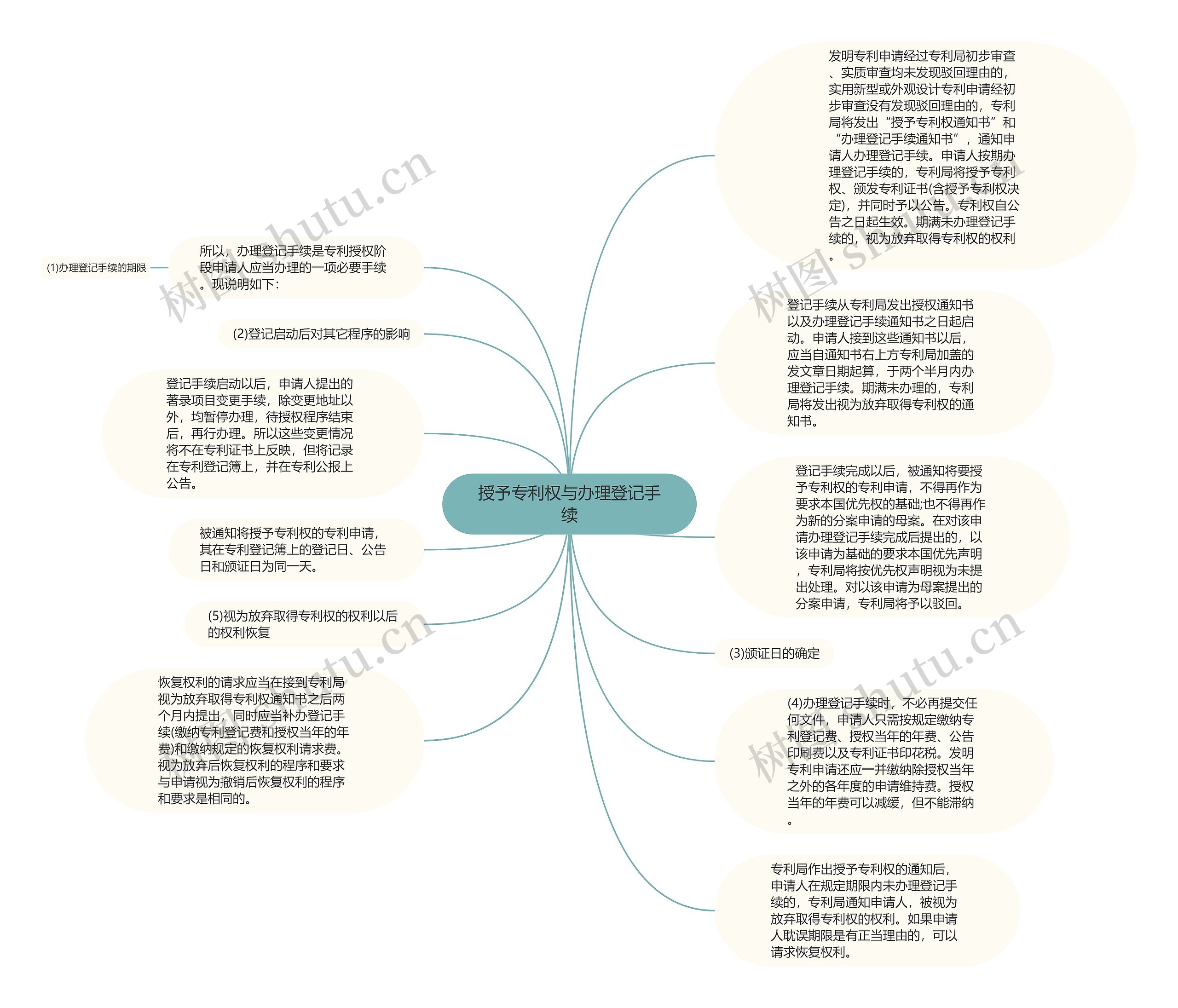 授予专利权与办理登记手续思维导图