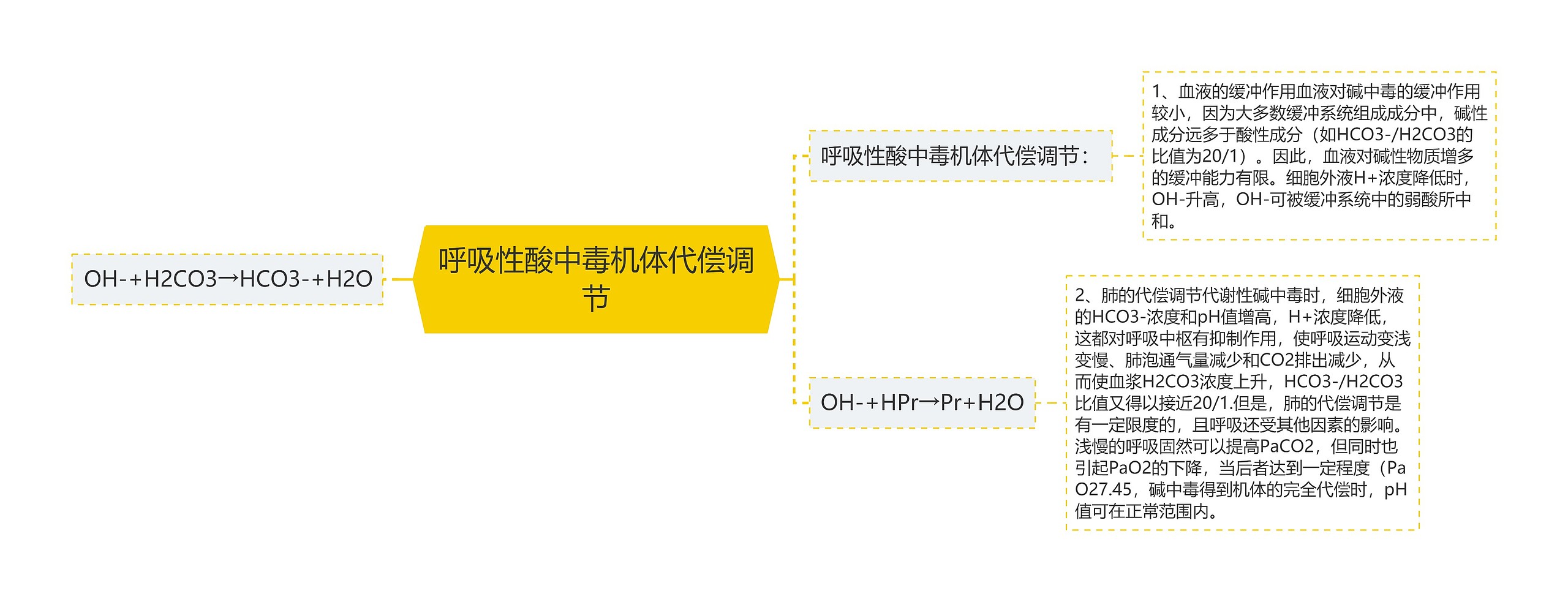 呼吸性酸中毒机体代偿调节思维导图