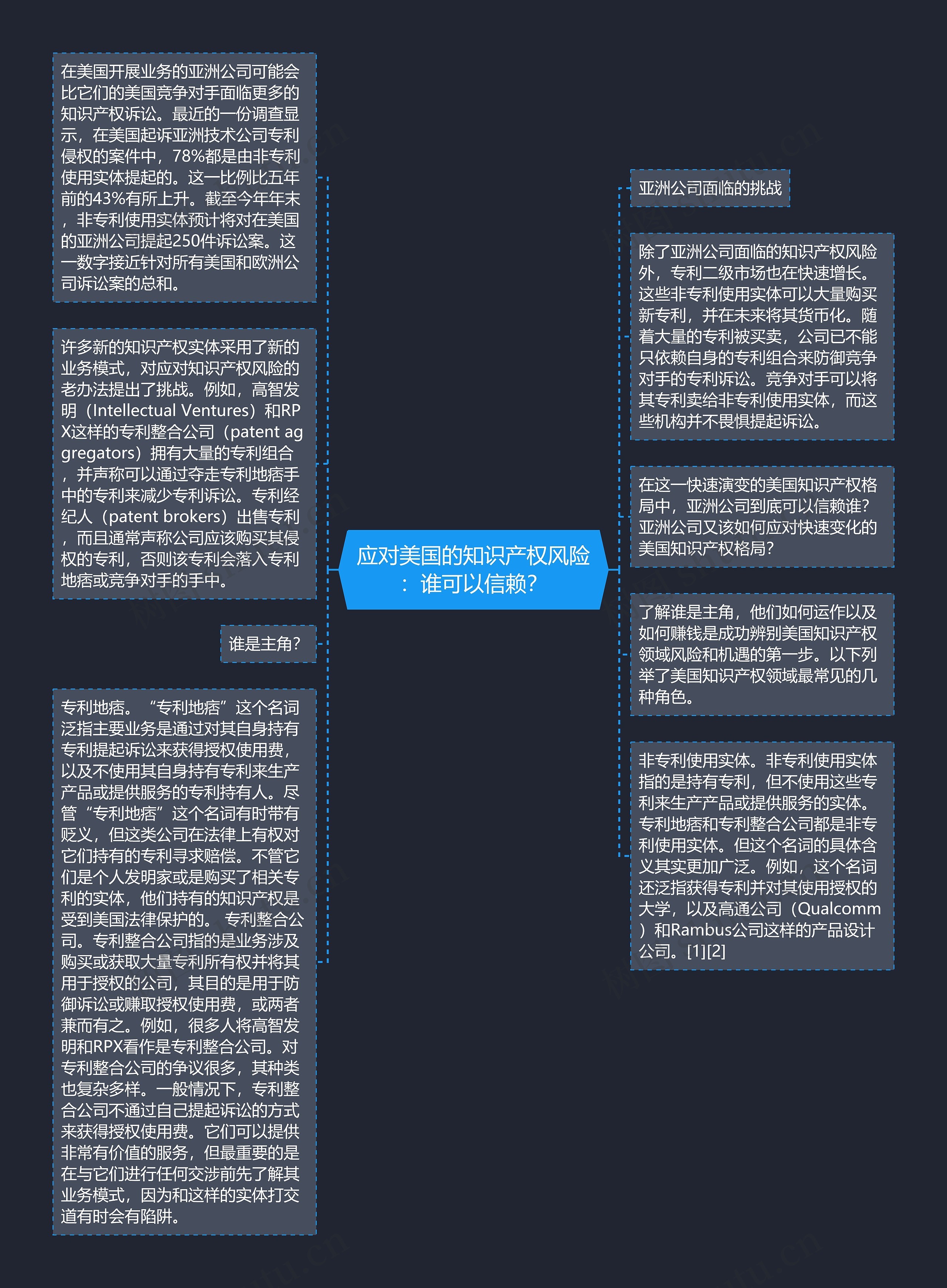 应对美国的知识产权风险：谁可以信赖？思维导图
