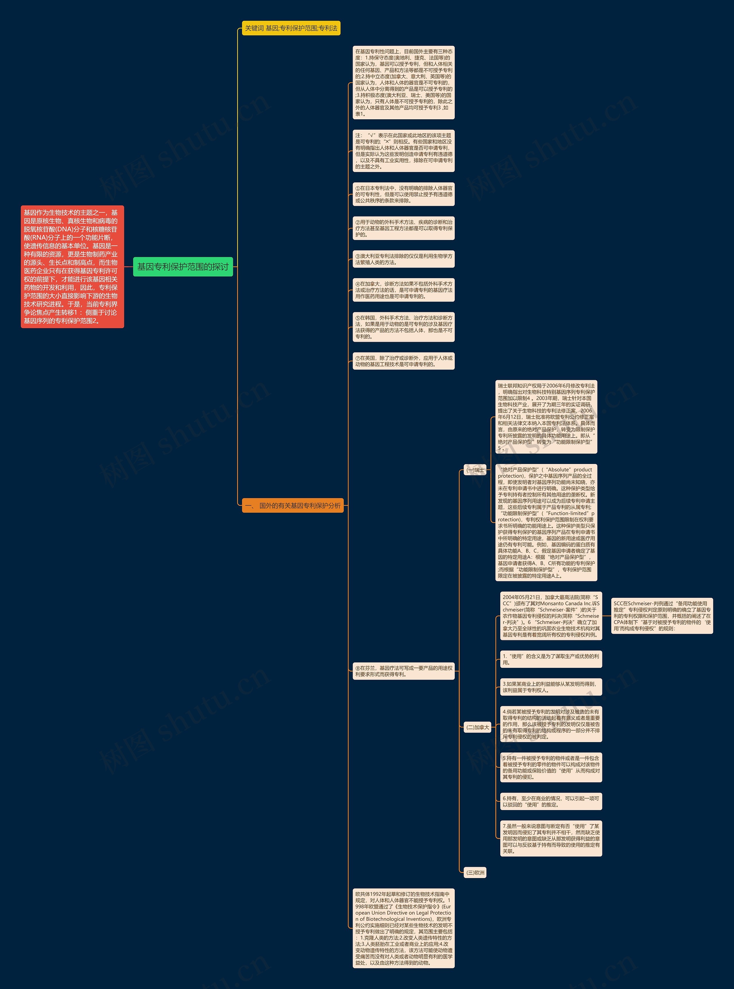 基因专利保护范围的探讨思维导图