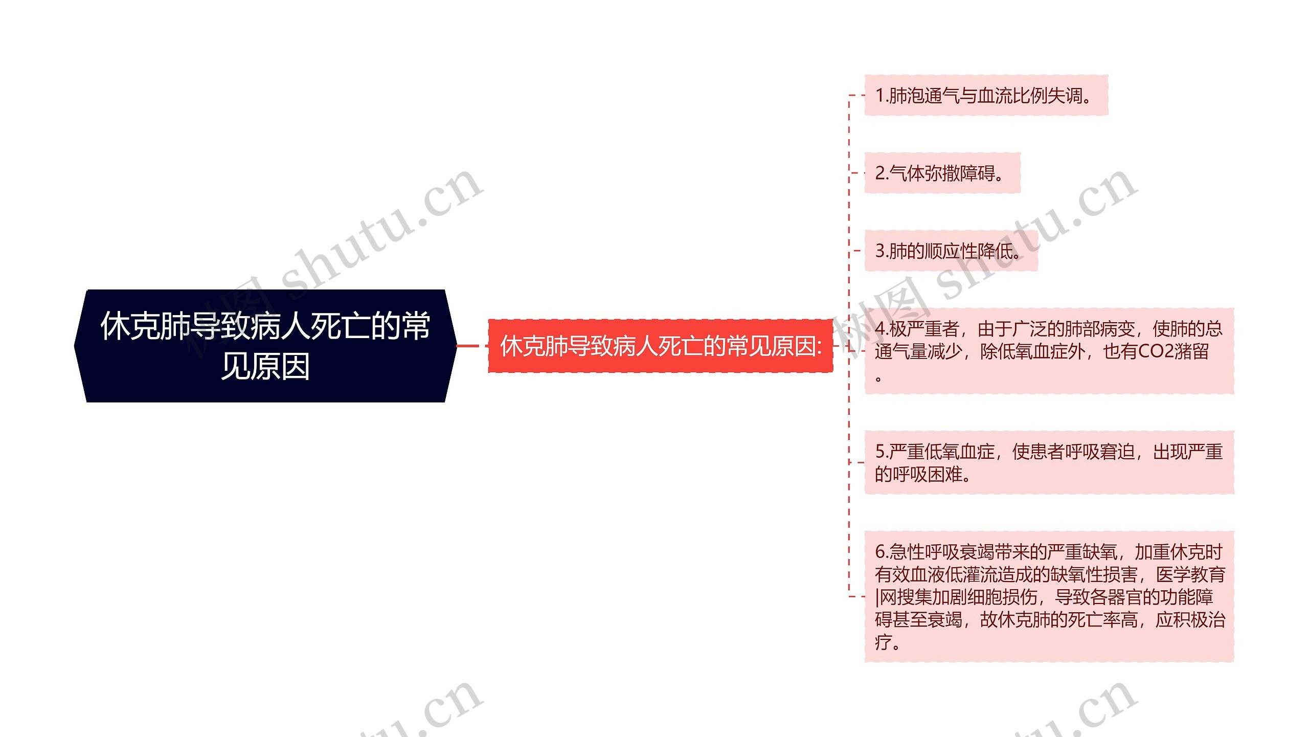 休克肺导致病人死亡的常见原因思维导图