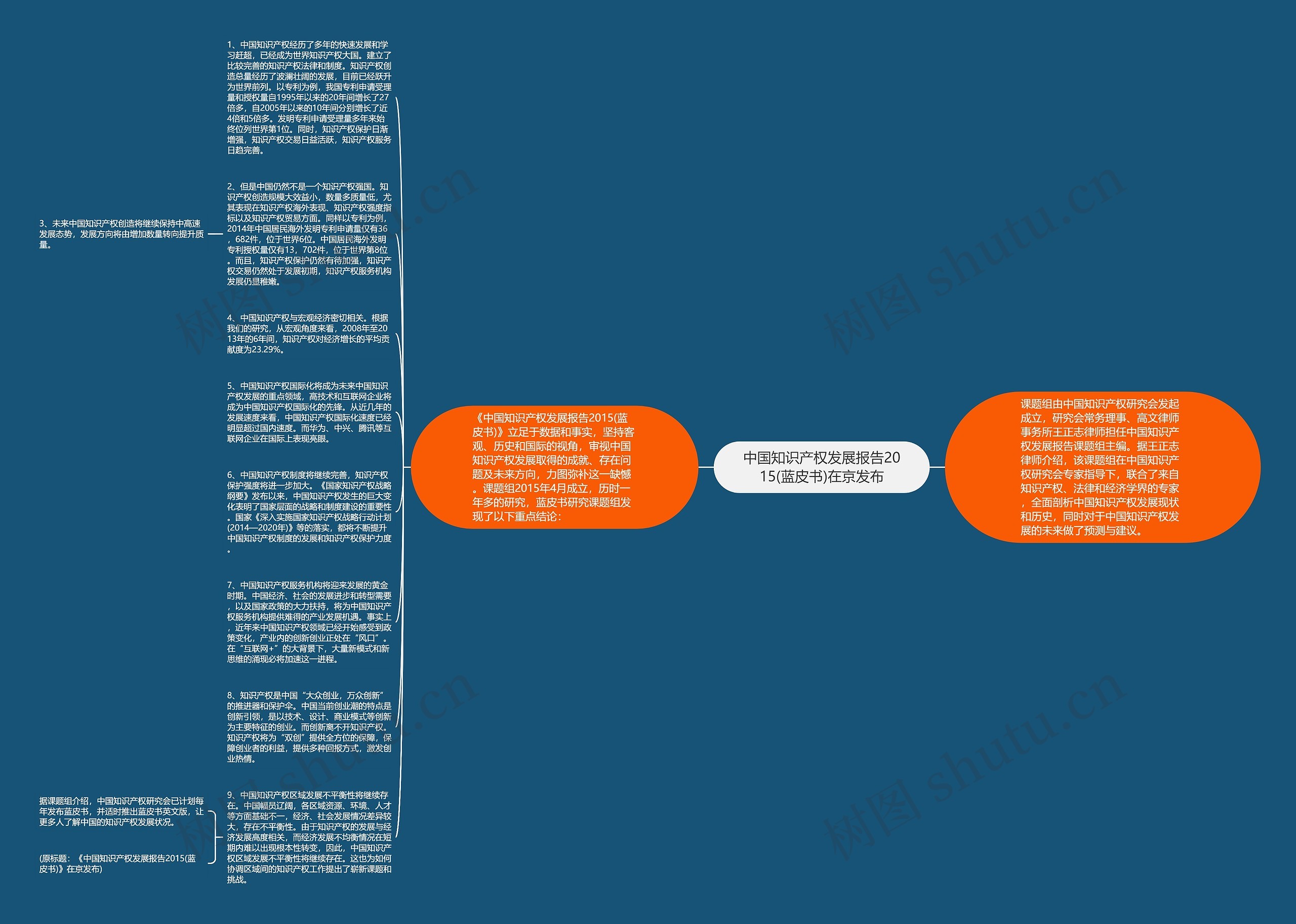 中国知识产权发展报告2015(蓝皮书)在京发布思维导图
