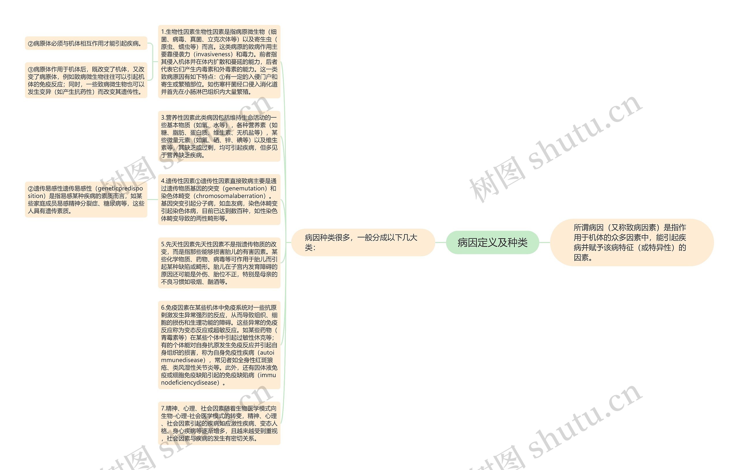 病因定义及种类思维导图