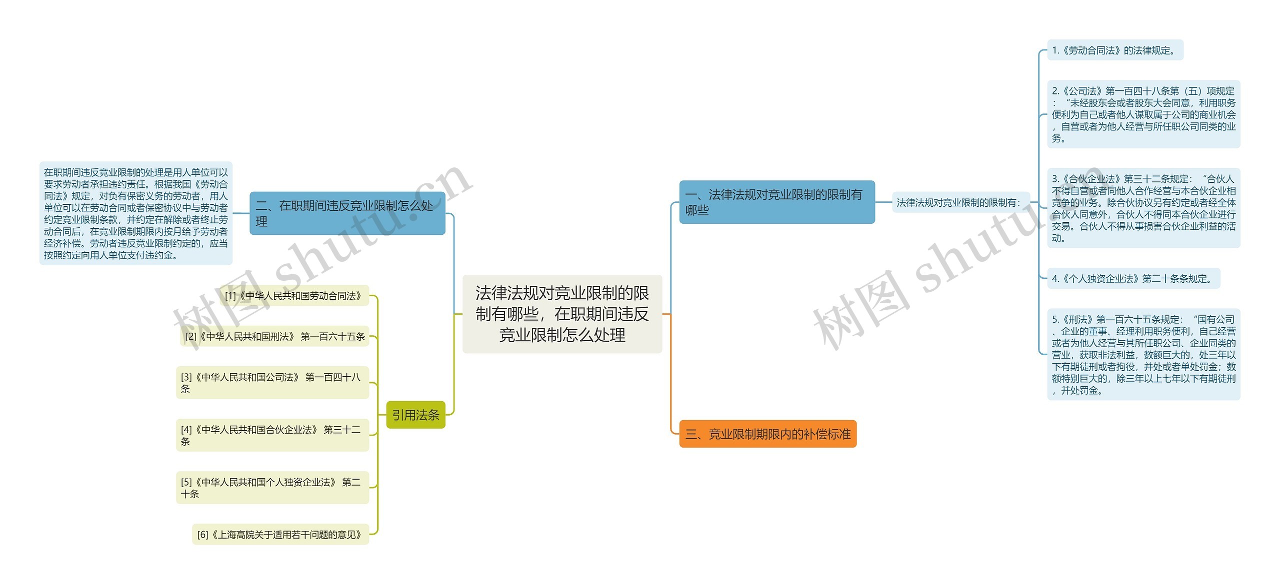 法律法规对竞业限制的限制有哪些，在职期间违反竞业限制怎么处理思维导图